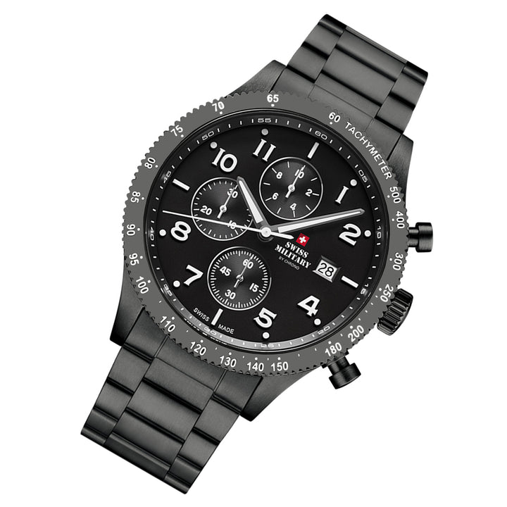 Swiss Military Steel Black Dial Chronograph Men's Swiss Made Watch - SM34084.03