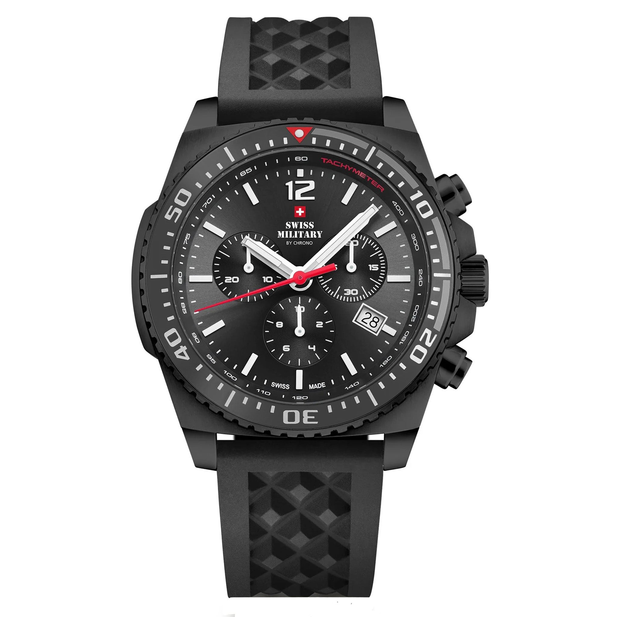 Swiss Military Black Rubber Chronograph Men's Swiss Made Watch - SM34093.05