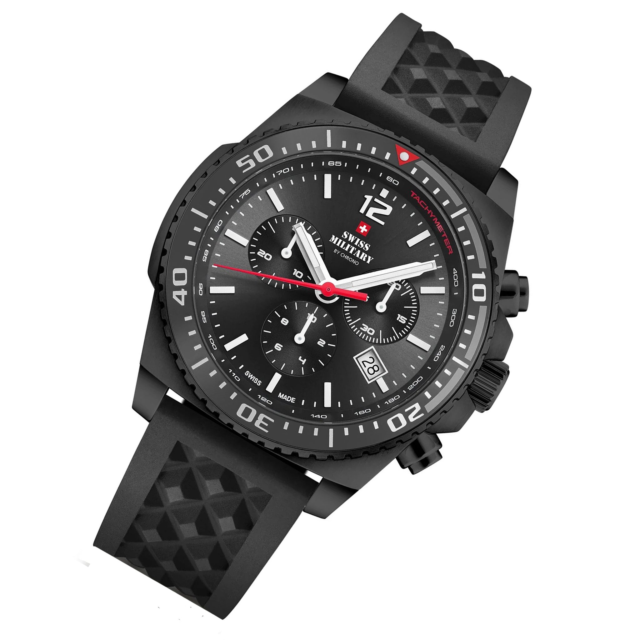 Swiss Military Black Rubber Chronograph Men's Swiss Made Watch - SM34093.05