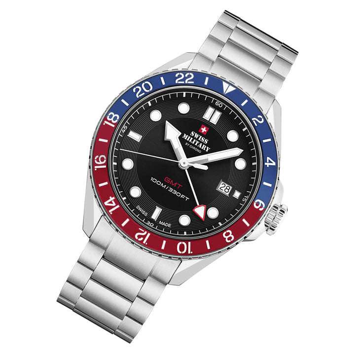 Swiss Military Silver Steel Black Dial Men's Swiss Made Watch - SM34095.01