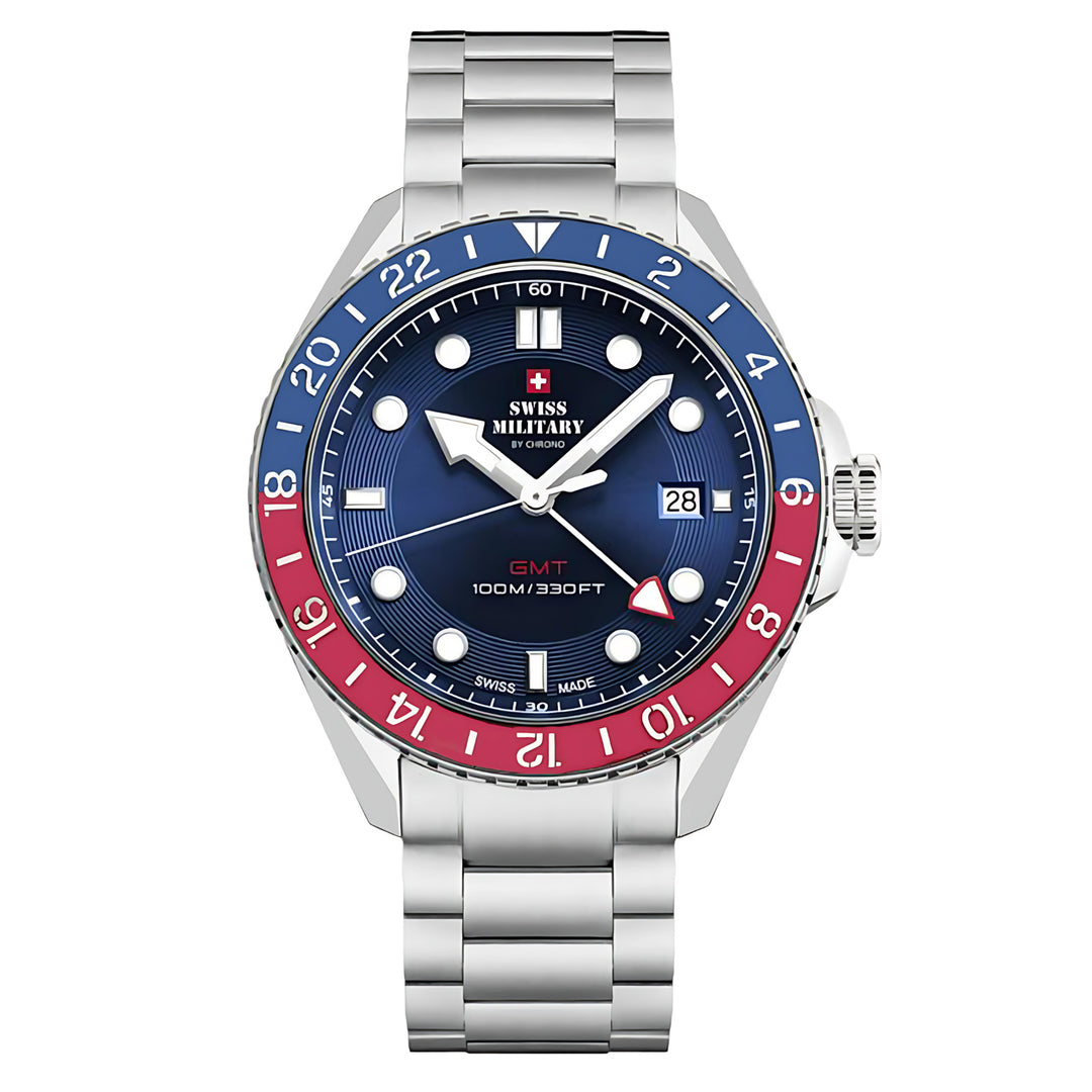 Swiss Military Silver Steel Blue Dial Men's Swiss Made Watch - SM34095.03