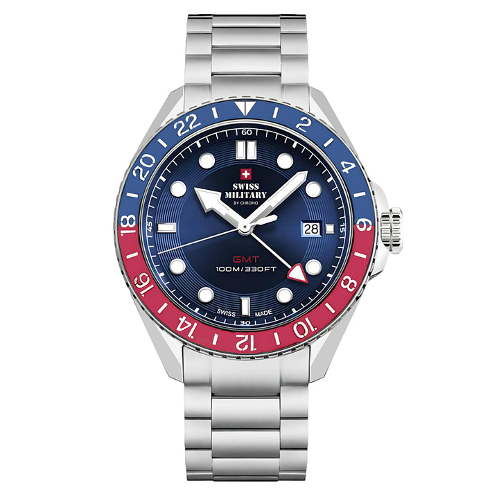 Swiss Military Silver Steel Blue Dial Men's Swiss Made Watch - SM34095.03