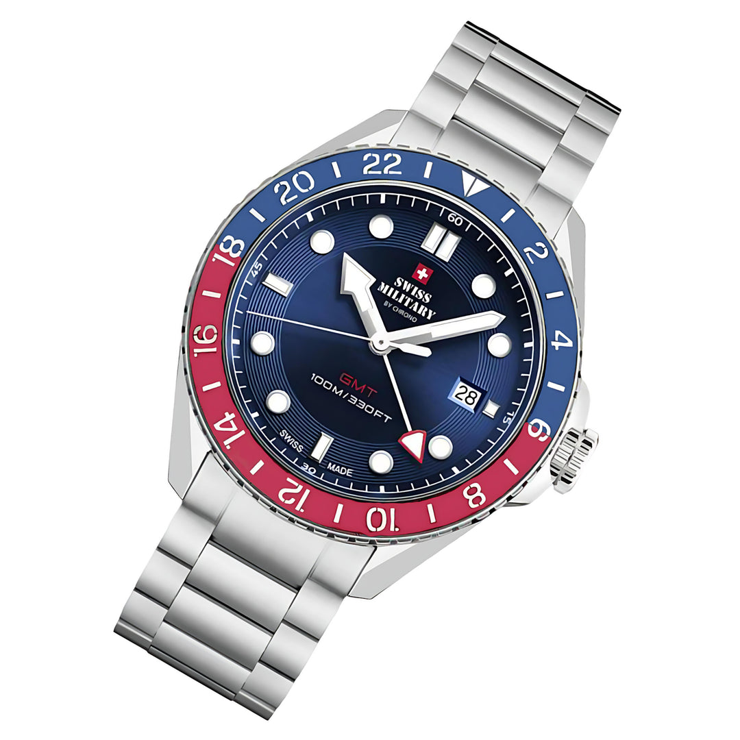 Swiss Military Silver Steel Blue Dial Men's Swiss Made Watch - SM34095.03