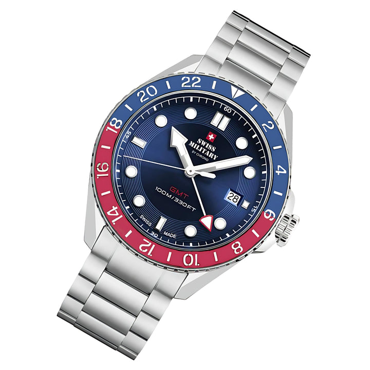 Swiss Military Silver Steel Blue Dial Men's Swiss Made Watch - SM34095.03