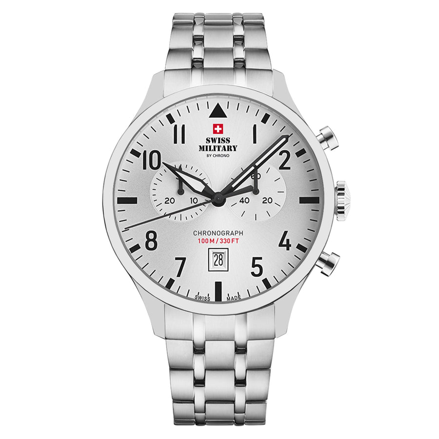 Swiss Military Stainless Steel Silver Dial Men's Swiss Made Watch - SM34098.02