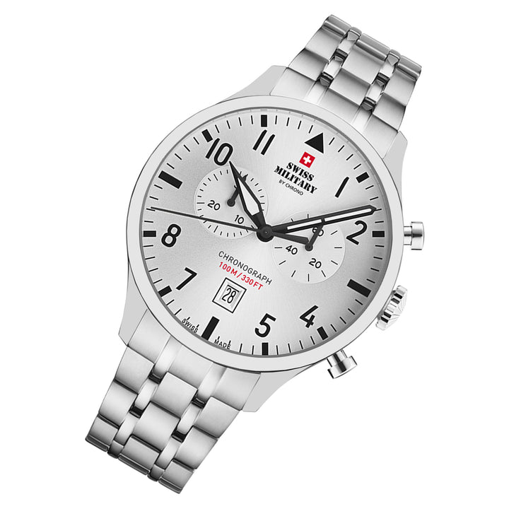 Swiss Military Stainless Steel Silver Dial Chronograph Men's Swiss Made Watch - SM34098.02
