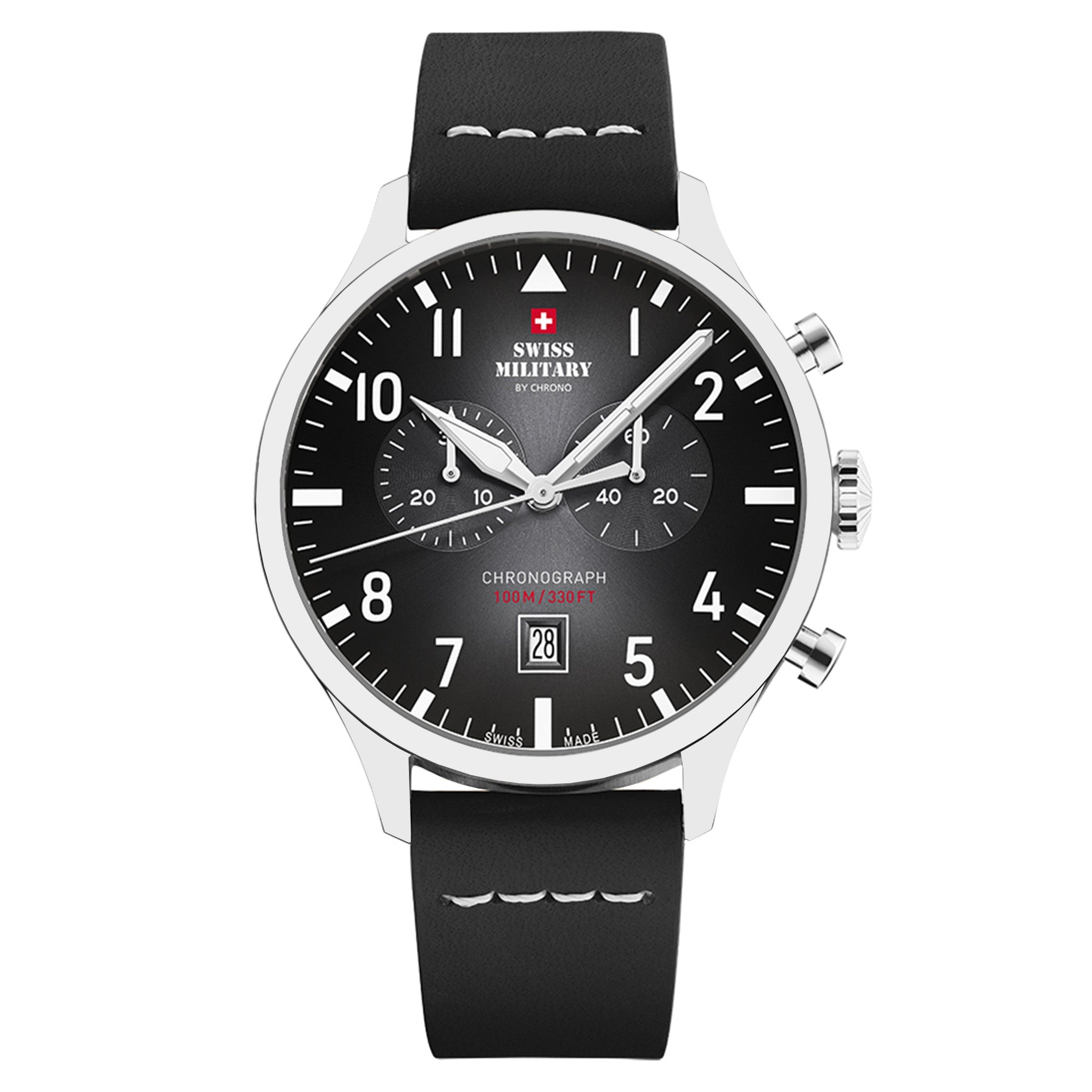 Swiss Military Leather Black Dial Men's Swiss Made Watch - SM34098.05