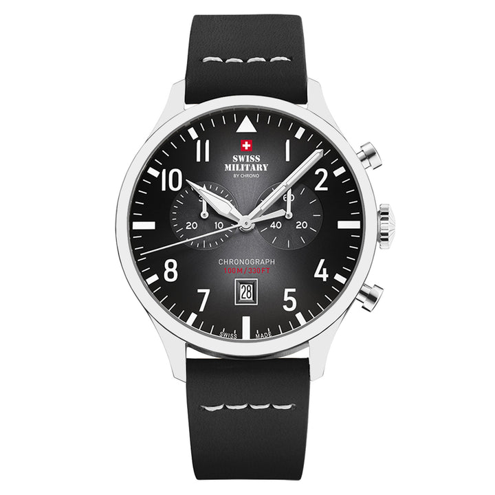 Swiss Military Leather Black Dial Men's Swiss Made Watch - SM34098.05