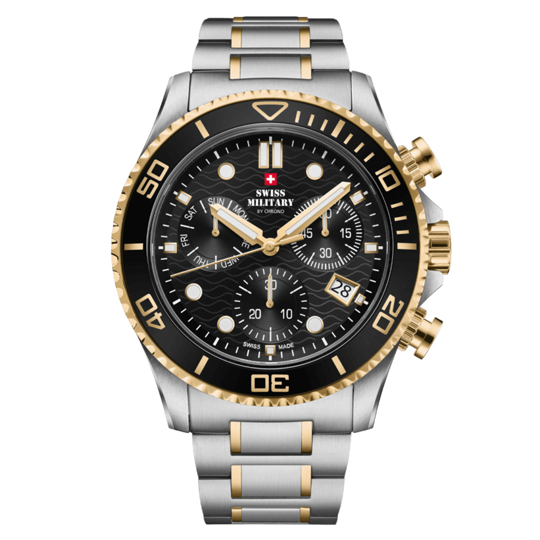 Swiss Military Two-Tone Steel Black Dial Chronograph Men's Swiss Made Watch - SM34101.03