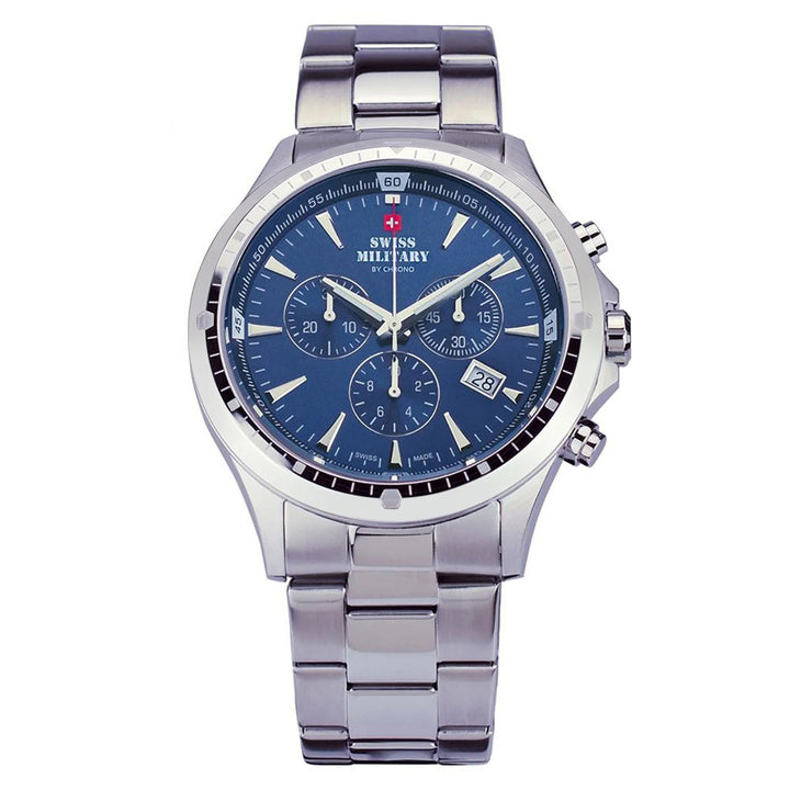 Swiss Military Stainless Steel Blue Dial Chronograph Men's Watch - SMP34057.03