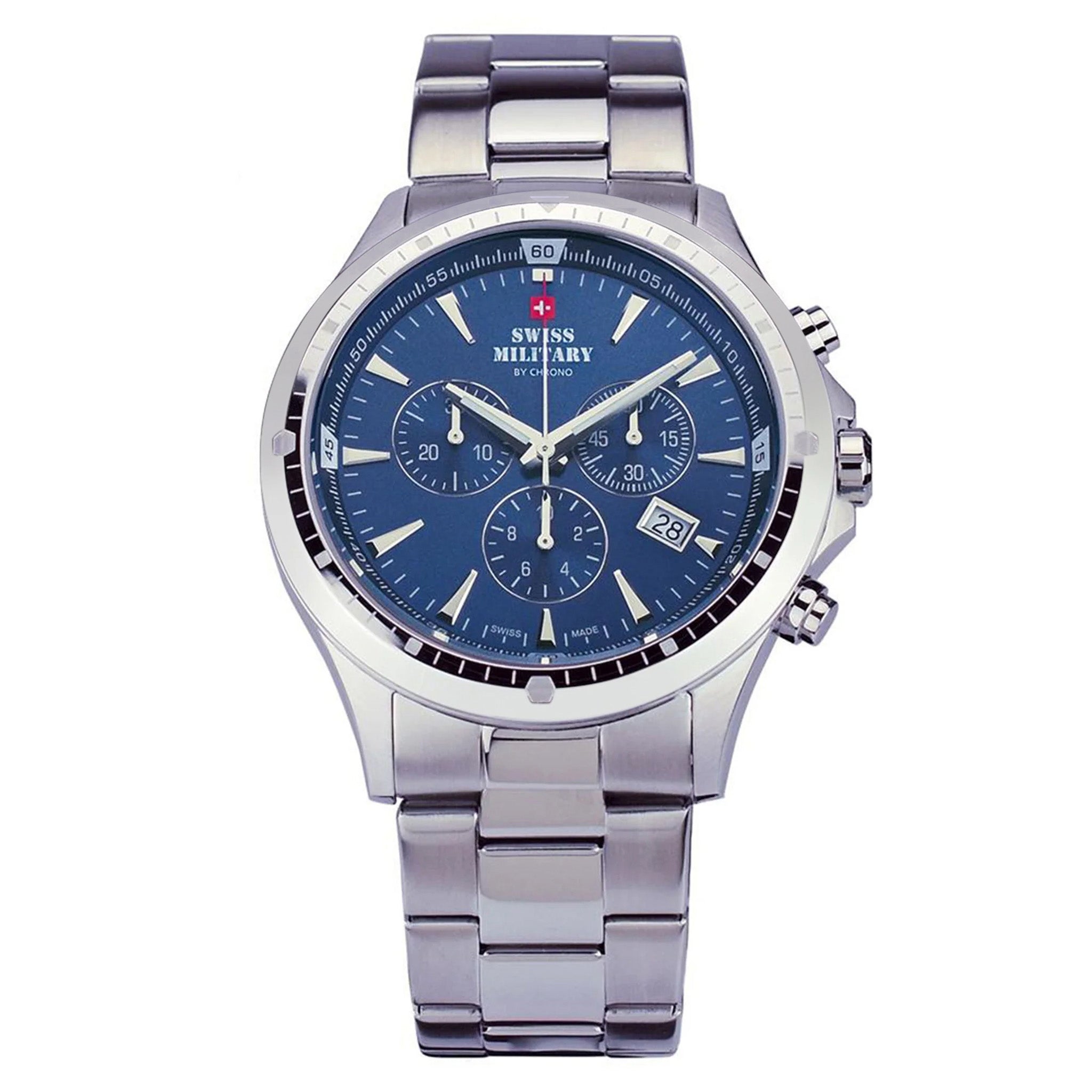 Swiss Military Stainless Steel Blue Dial Chronograph Men's Swiss Made Watch - SMP34057.03
