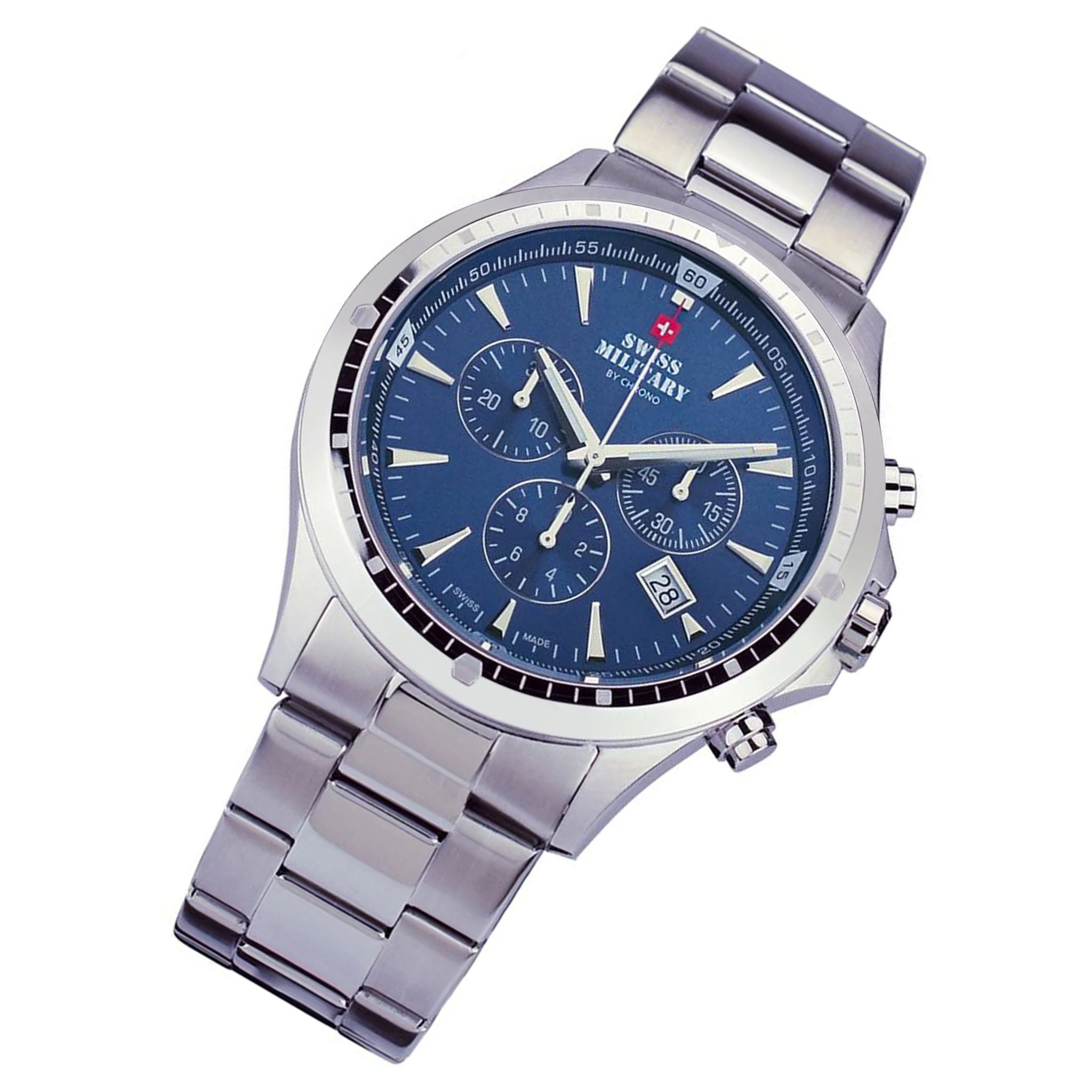 Swiss Military Stainless Steel Blue Dial Chronograph Men's Swiss Made Watch - SMP34057.03