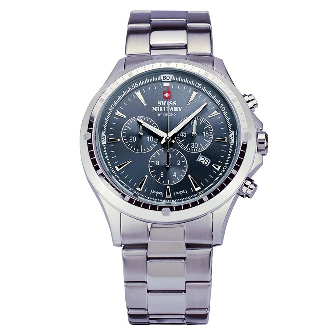 Swiss Military Stainless Steel Grey Dial Men's Chrono Watch - SMP34057.04