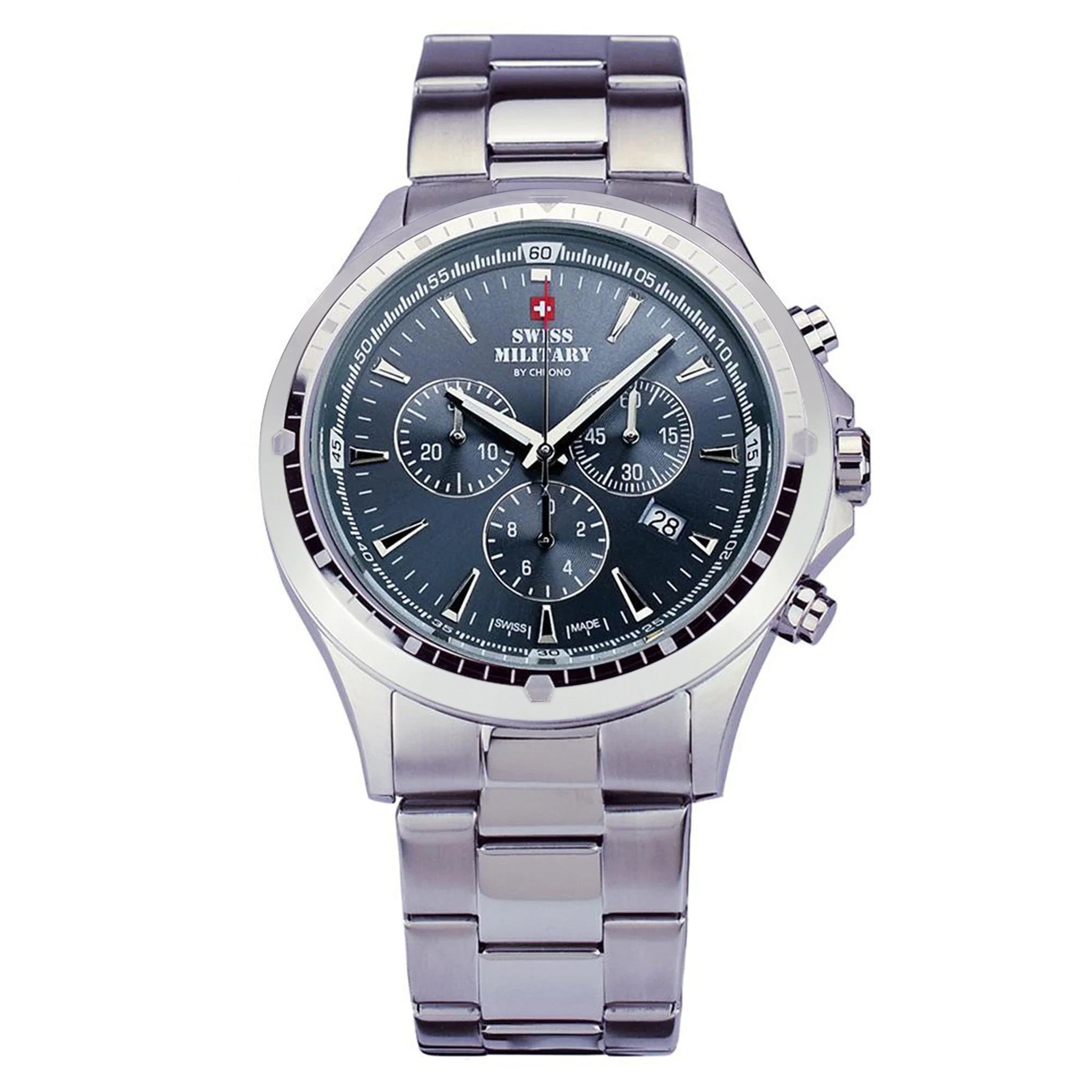 Swiss Military Stainless Steel Grey Dial Chronograph Men's Swiss Made Watch - SMP34057.04