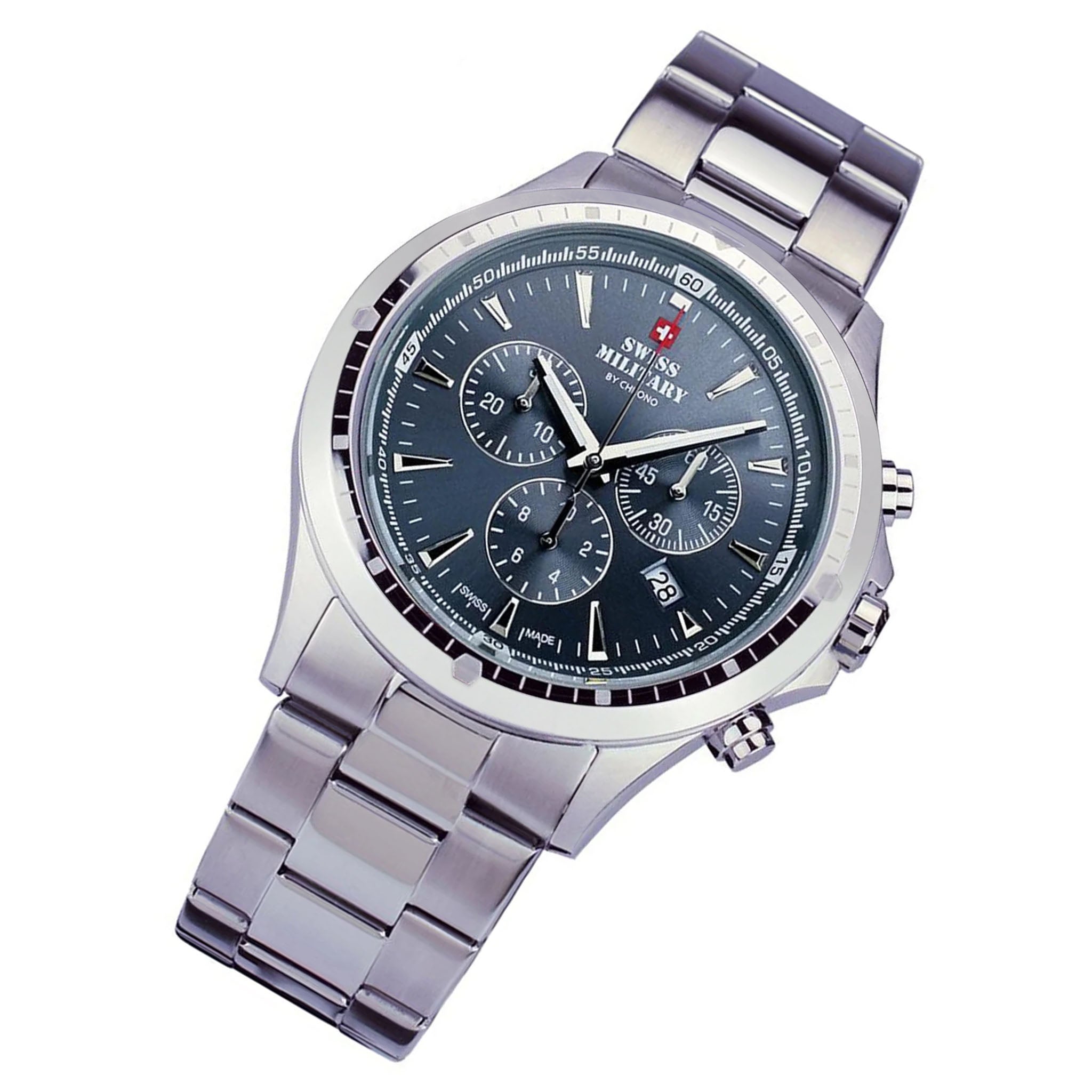 Swiss Military Stainless Steel Grey Dial Chronograph Men's Swiss Made Watch - SMP34057.04