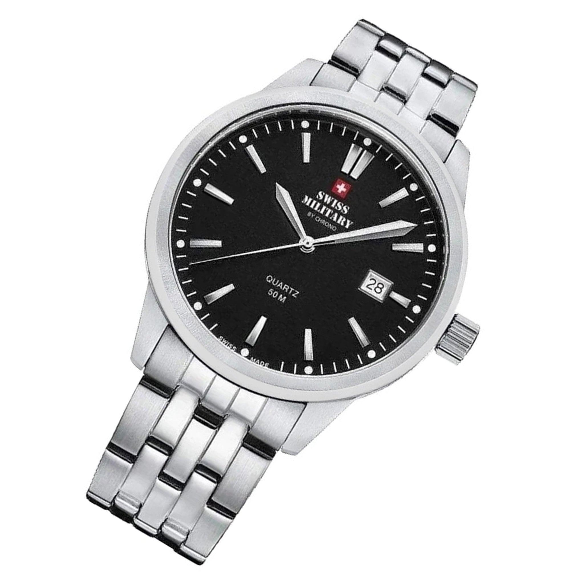 Swiss Military Stainless Steel Black Dial Men's Watch - SMP36009.01