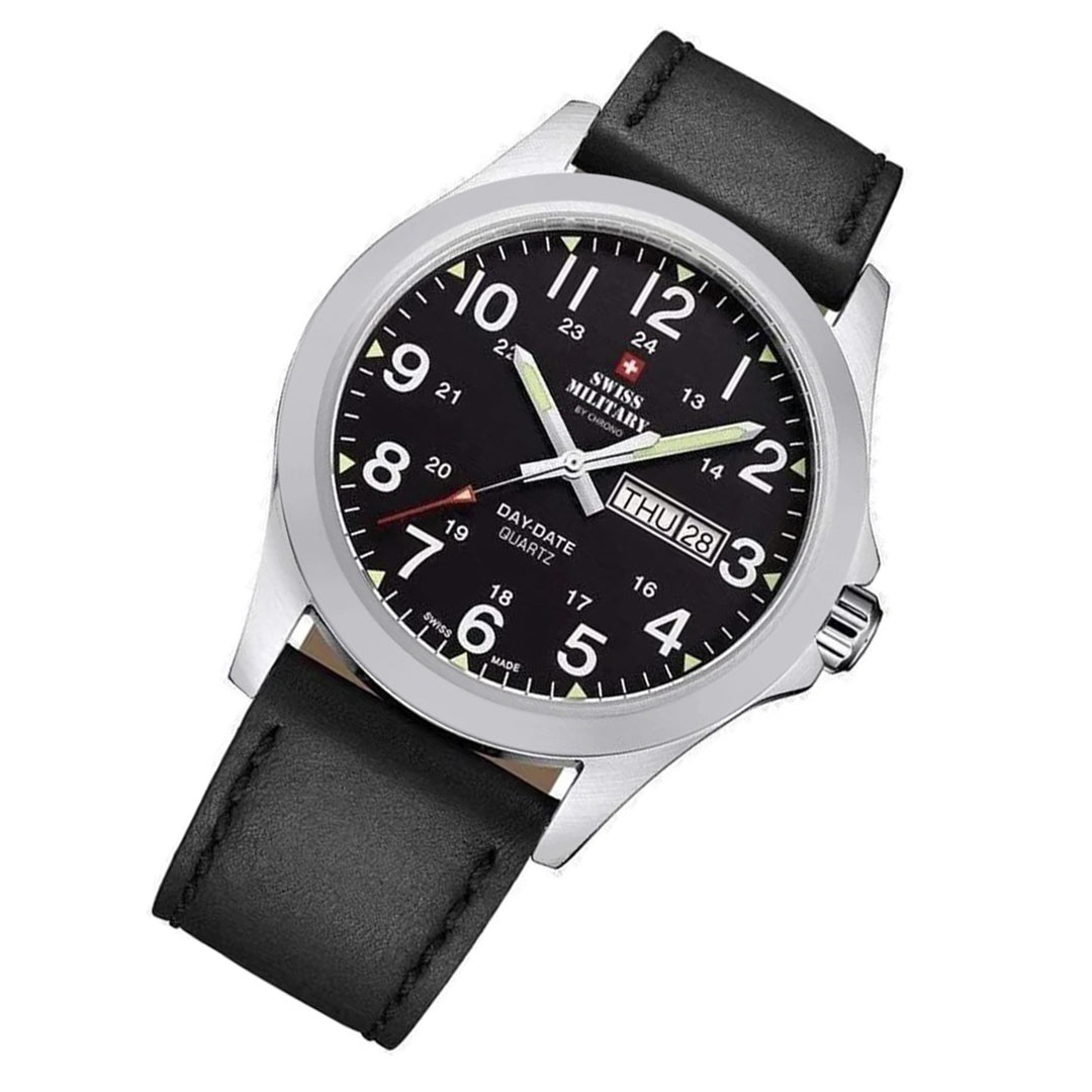 Swiss Military Black Leather Men's Watch - SMP36040.15