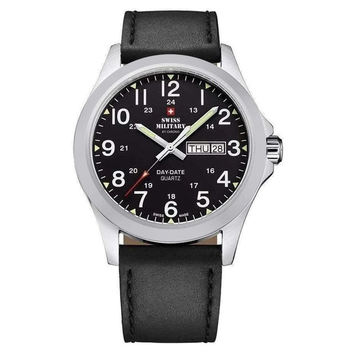 Swiss Military Black Leather Men's Watch - SMP36040.15