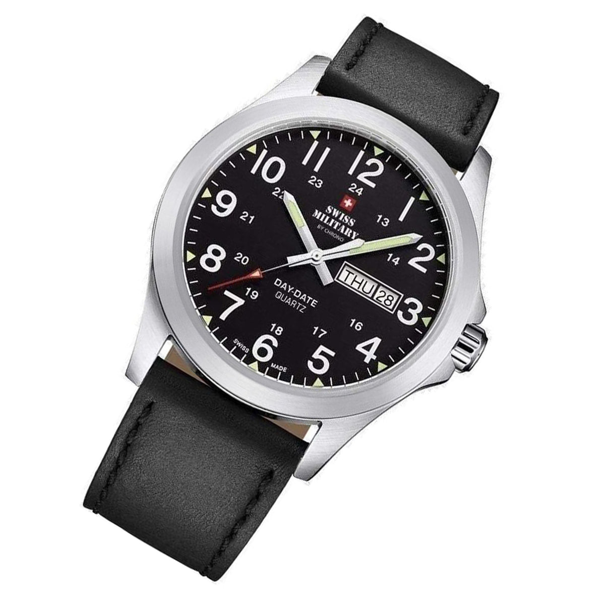 Swiss Military Black Leather Men's Watch - SMP36040.15