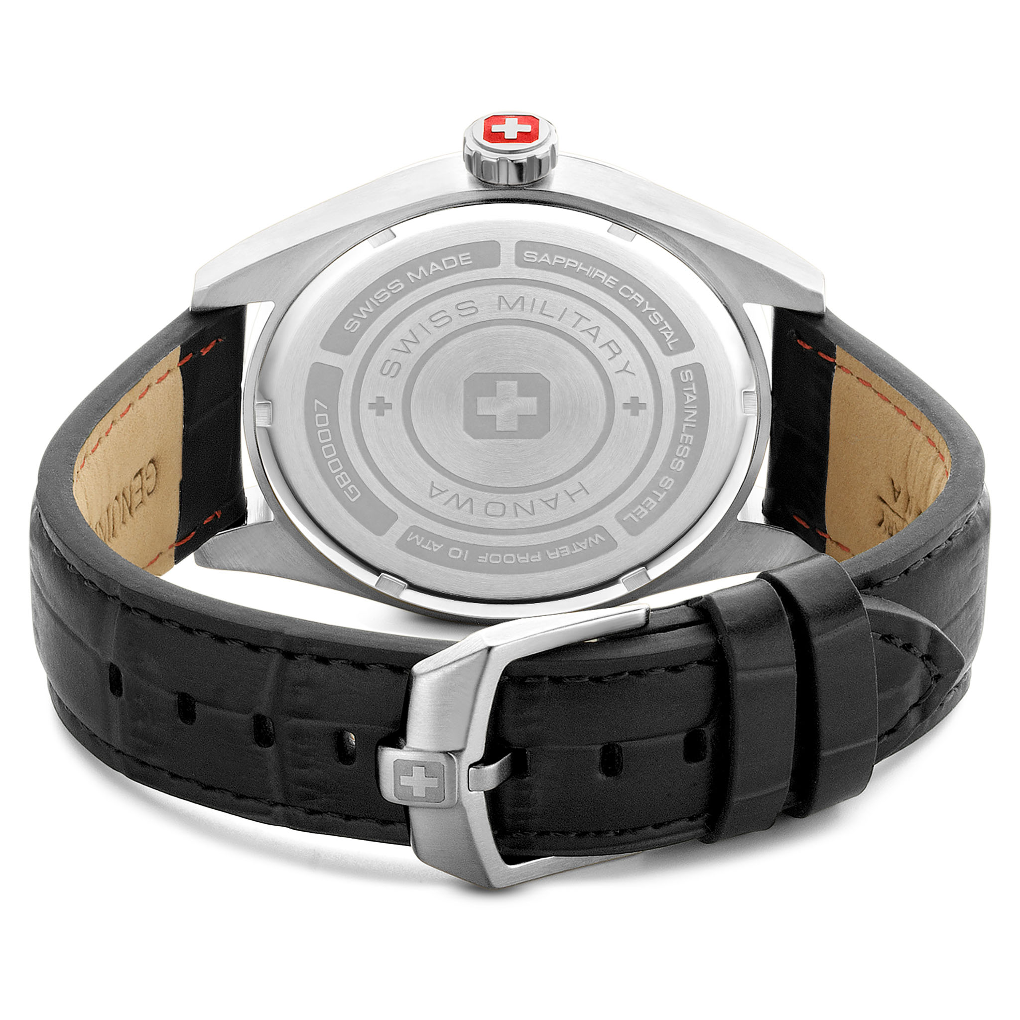 Swiss Military Hanowa Black Leather Blue Dial Men's Swiss Made Watch - SMWGB0000701