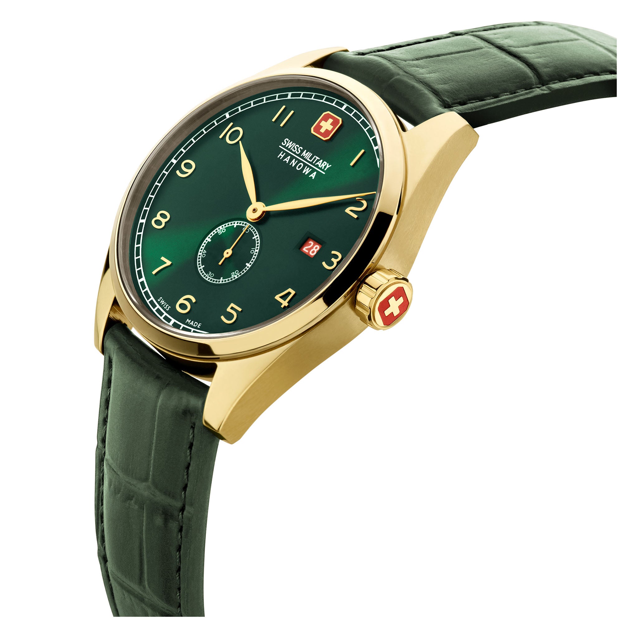 Swiss Military Hanowa Leather Green Dial Men's Swiss Made Watch - SMWGB0000710