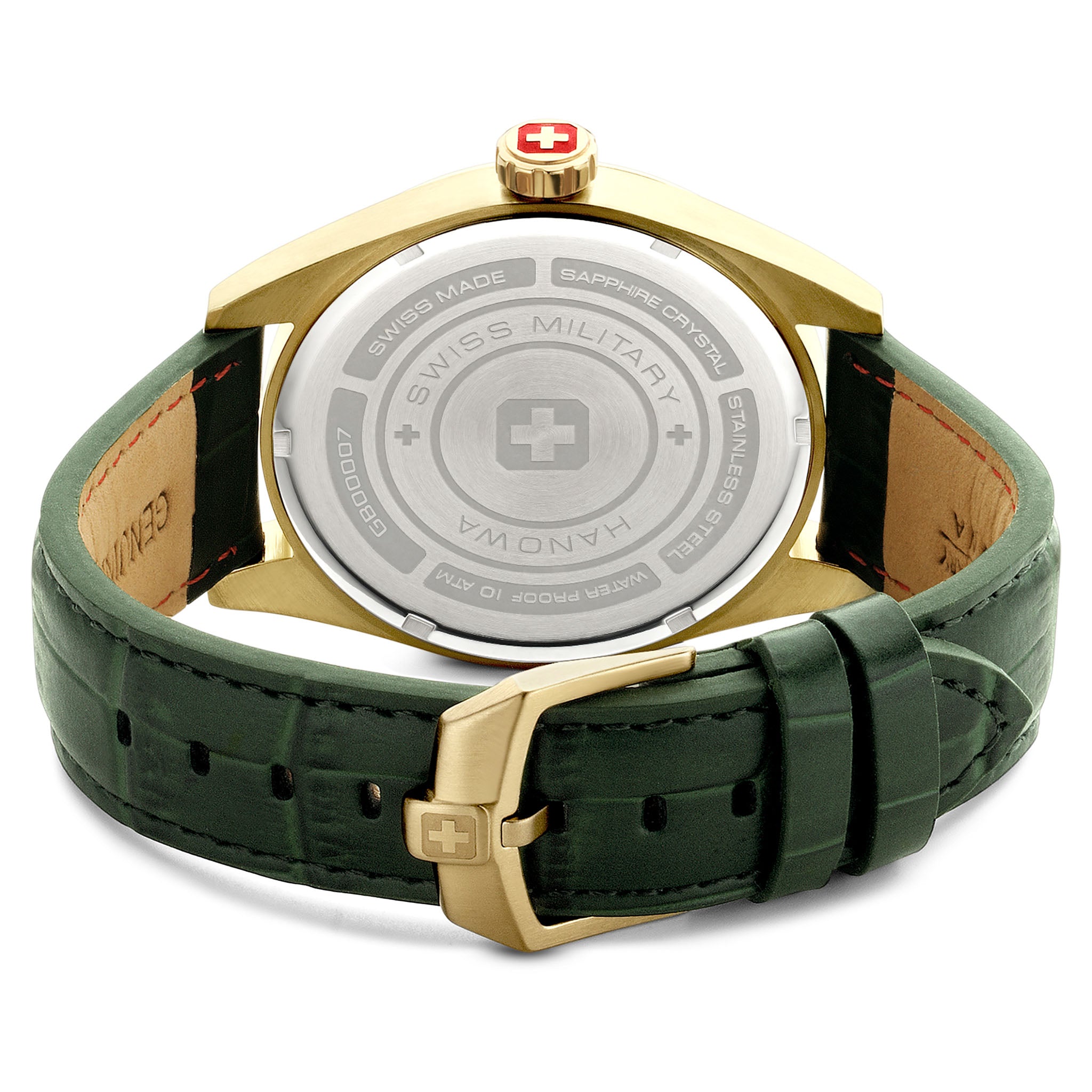 Swiss Military Hanowa Leather Green Dial Men's Swiss Made Watch - SMWGB0000710