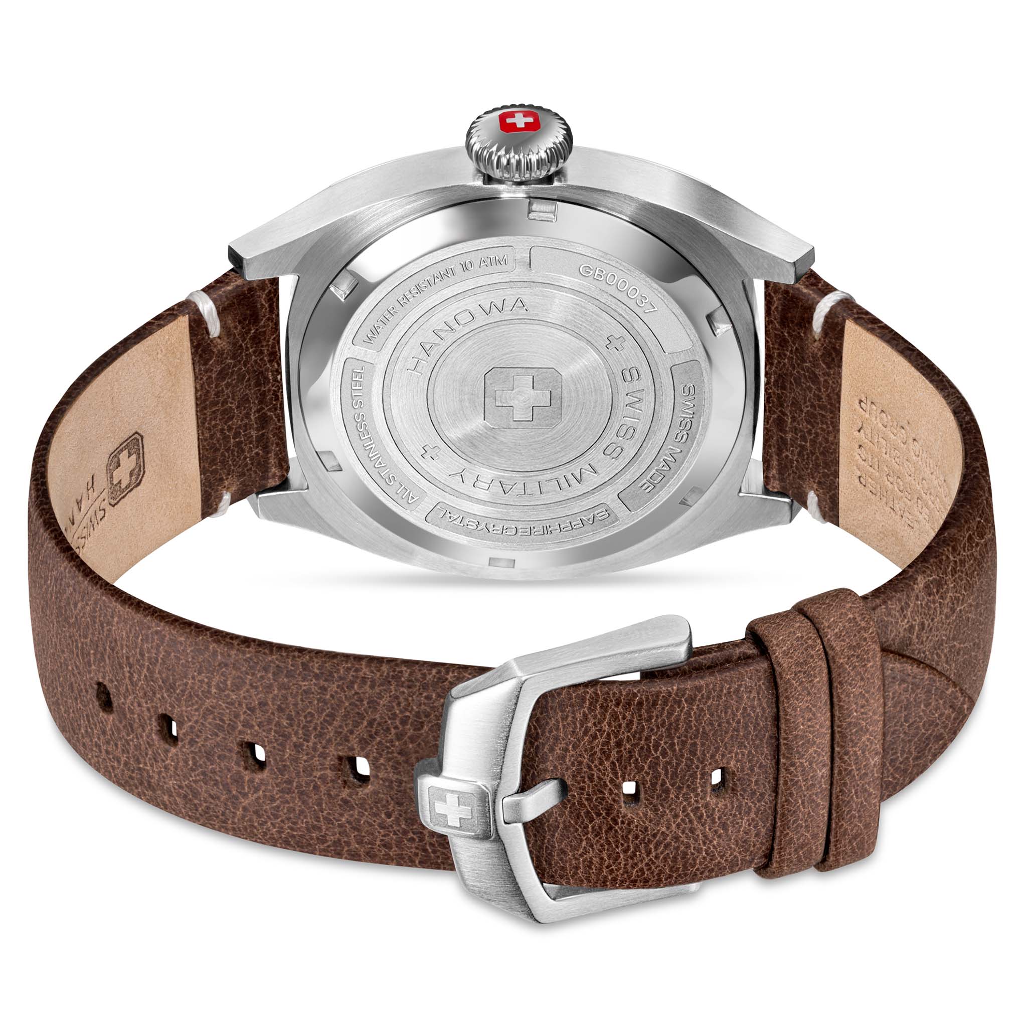 Swiss Military Hanowa Brown Leather Black Dial Men's Swiss Made Watch - SMWGB0003701
