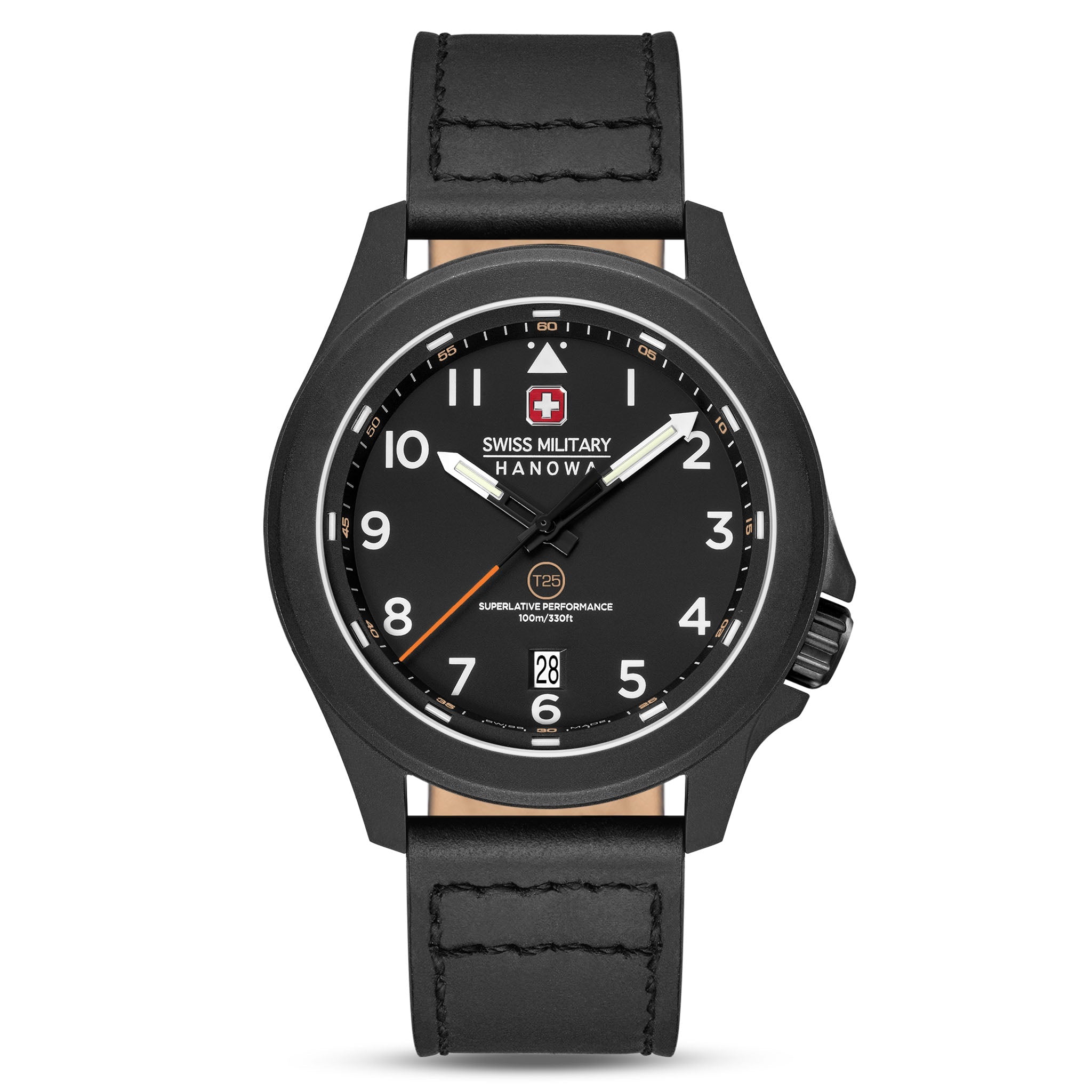 Swiss Military Hanowa Black Steel Black Dial Leather Men's Watch - SMWGB0005241