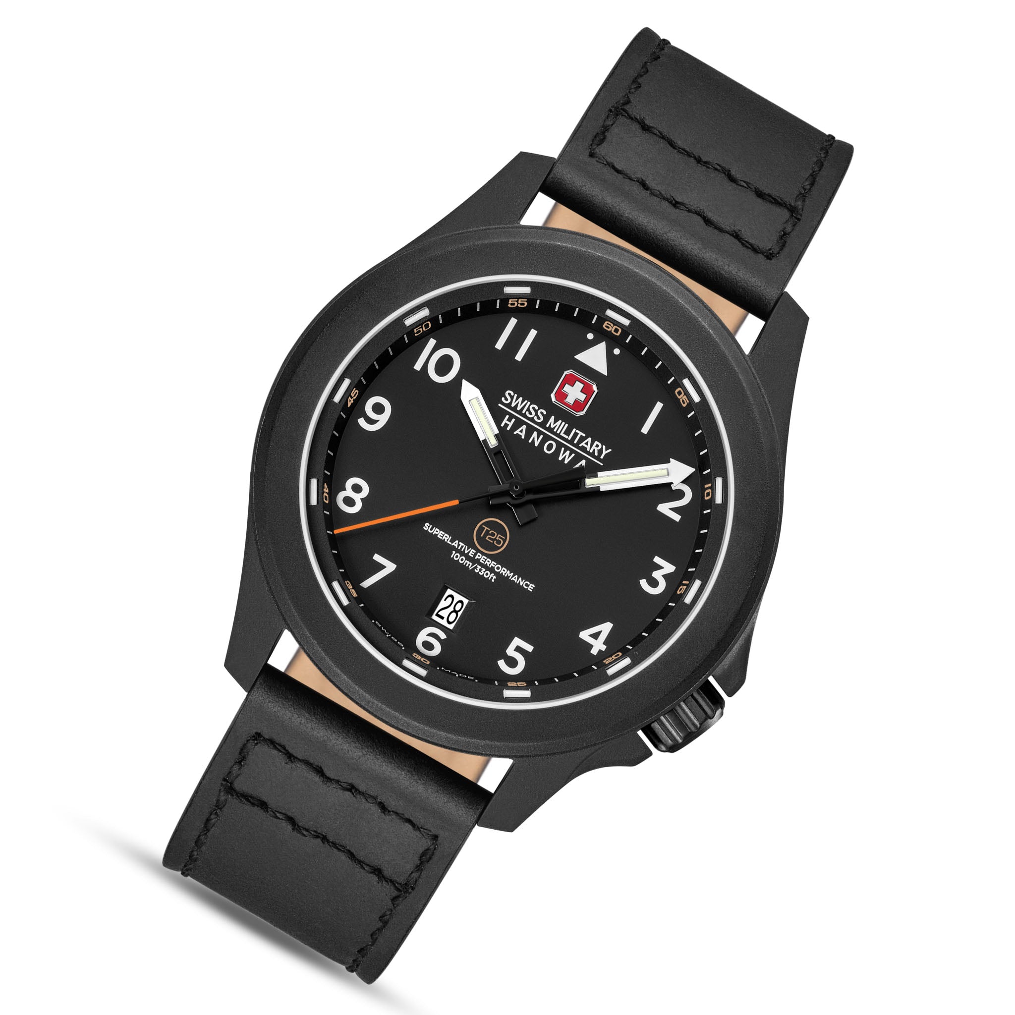 Swiss Military Hanowa Leather Black Dial Men's Swiss Made Watch - SMWGB0005241
