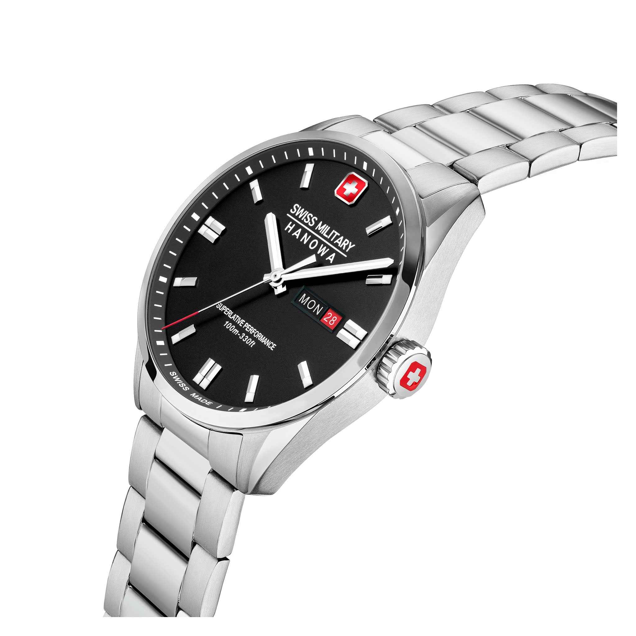 Swiss Military Hanowa Stainless Steel Black Dial Men's Swiss Made Watch - SMWGH0001601