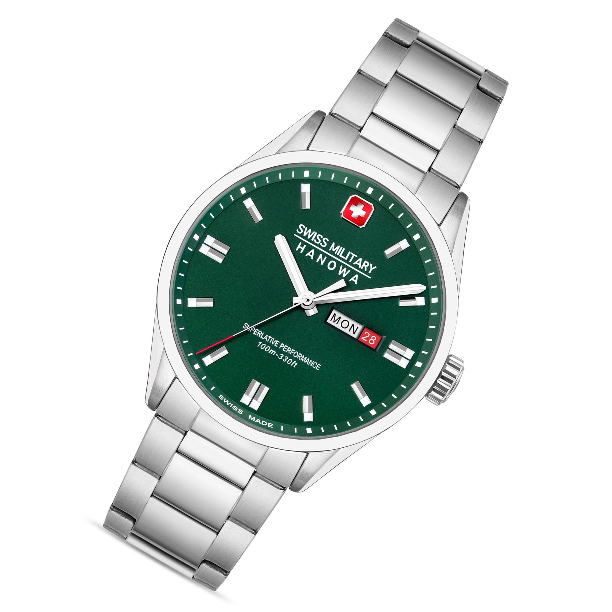 Swiss Military Hanowa Stainless Steel Olive Dial Men's Swiss Made Watch - SMWGH0001603