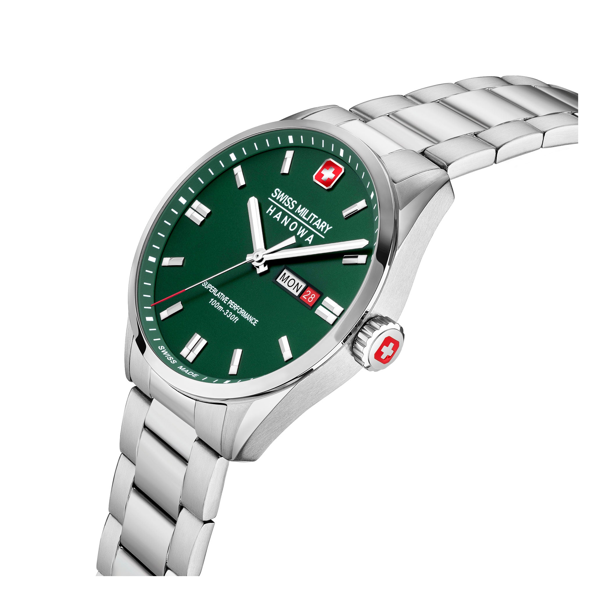 Swiss Military Hanowa Stainless Steel Olive Dial Men's Swiss Made Watch - SMWGH0001603