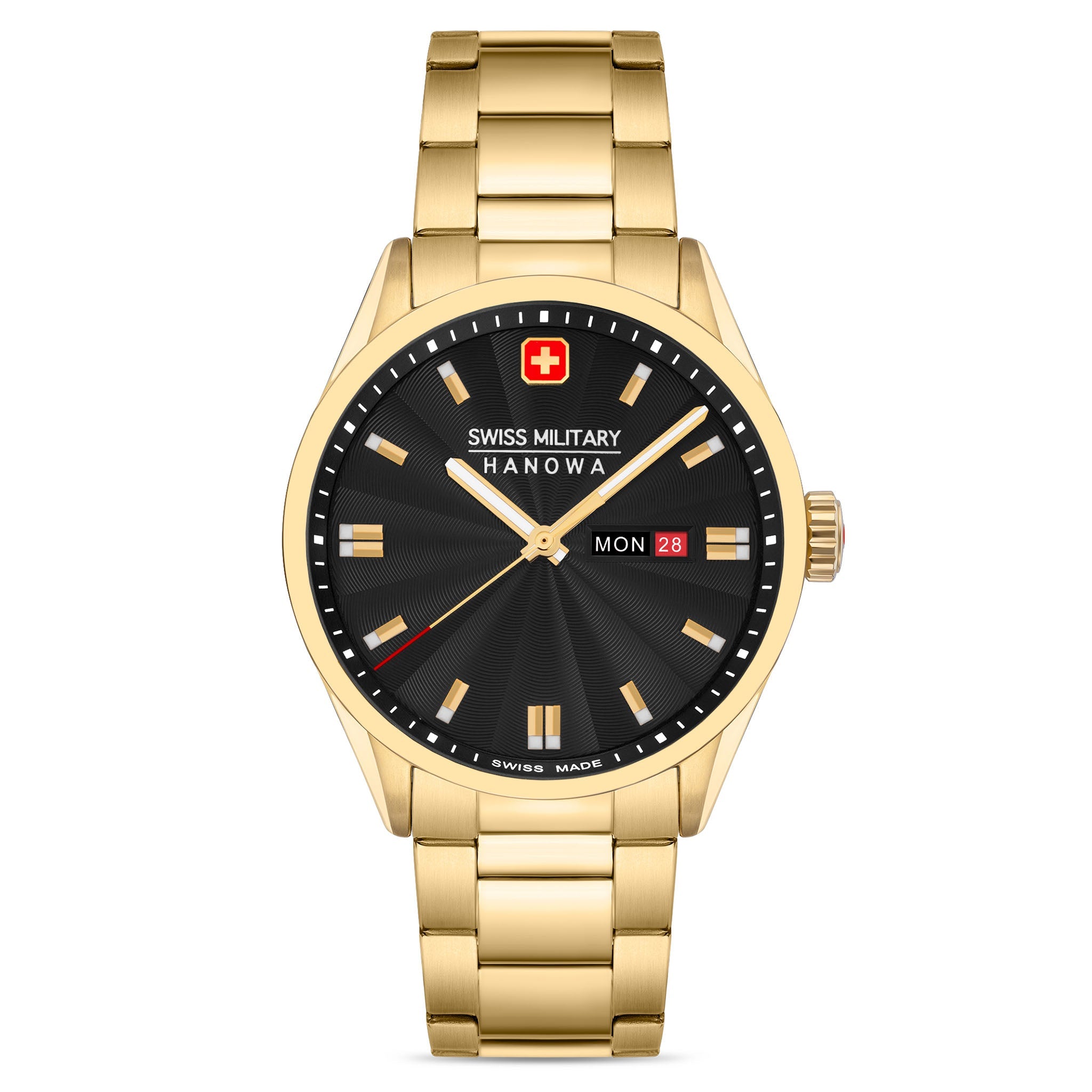 Swiss Military Hanowa Gold Steel Black Dial Stainless Steel Men's Watch - SMWGH0001610