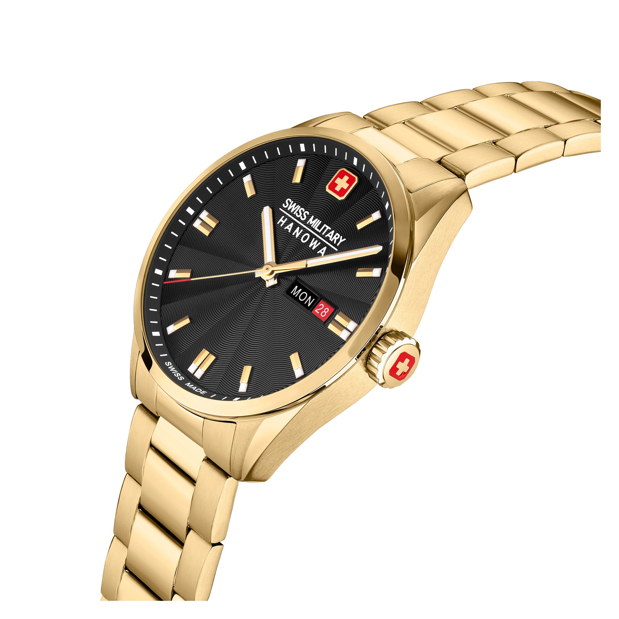 Swiss Military Hanowa Gold Steel Black Dial Men's Swiss Made Watch - SMWGH0001610