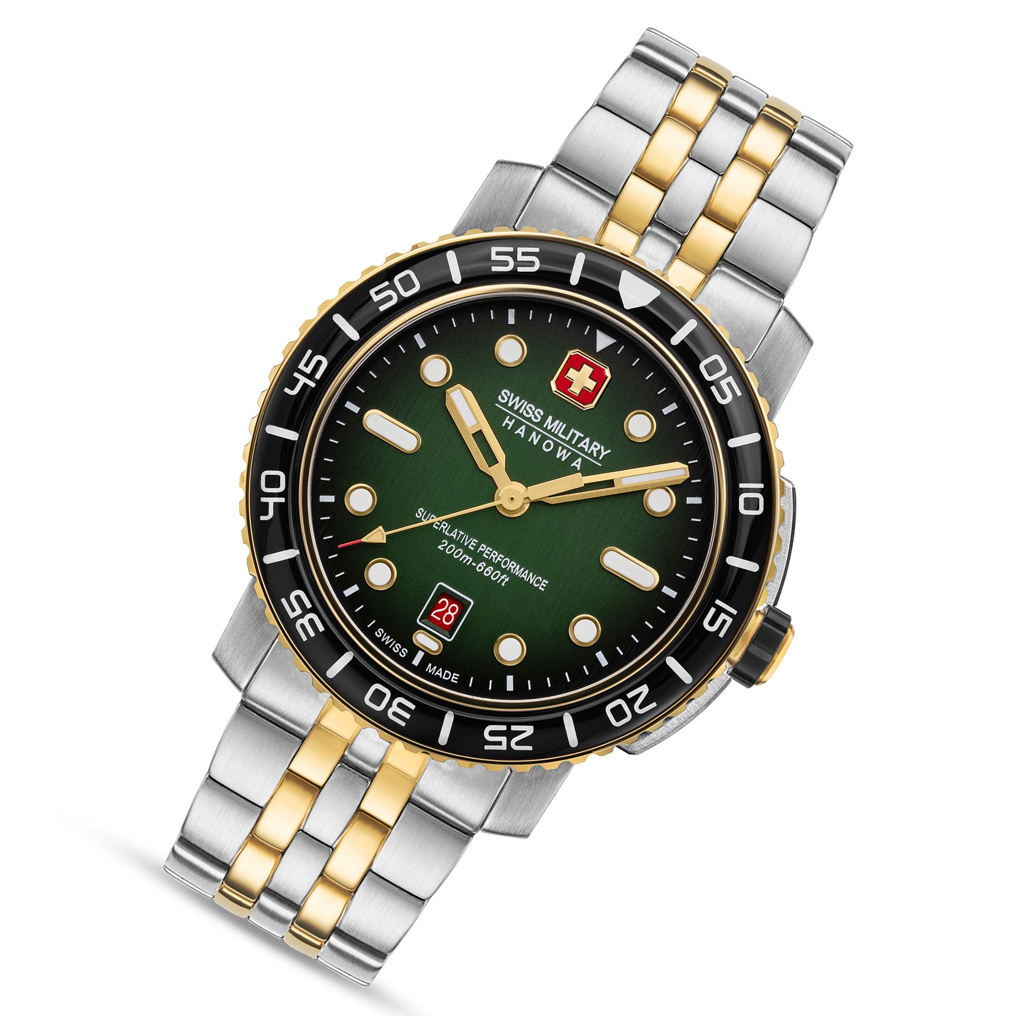 Swiss Military Hanowa Two-tone Steel Olive Dial Men's Swiss Made Watch - SMWGH0001761