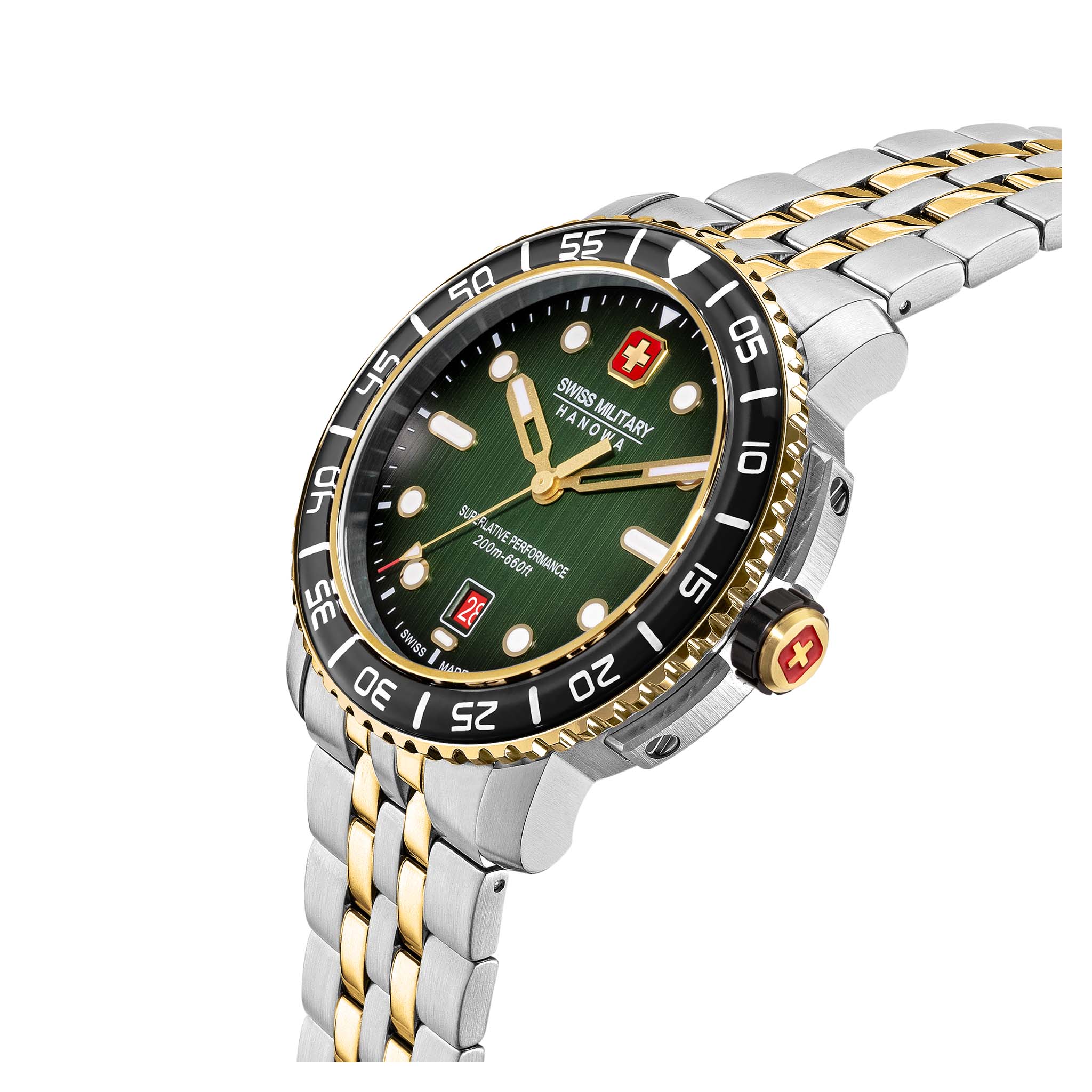 Swiss Military Hanowa Two-tone Steel Olive Dial Men's Swiss Made Watch - SMWGH0001761
