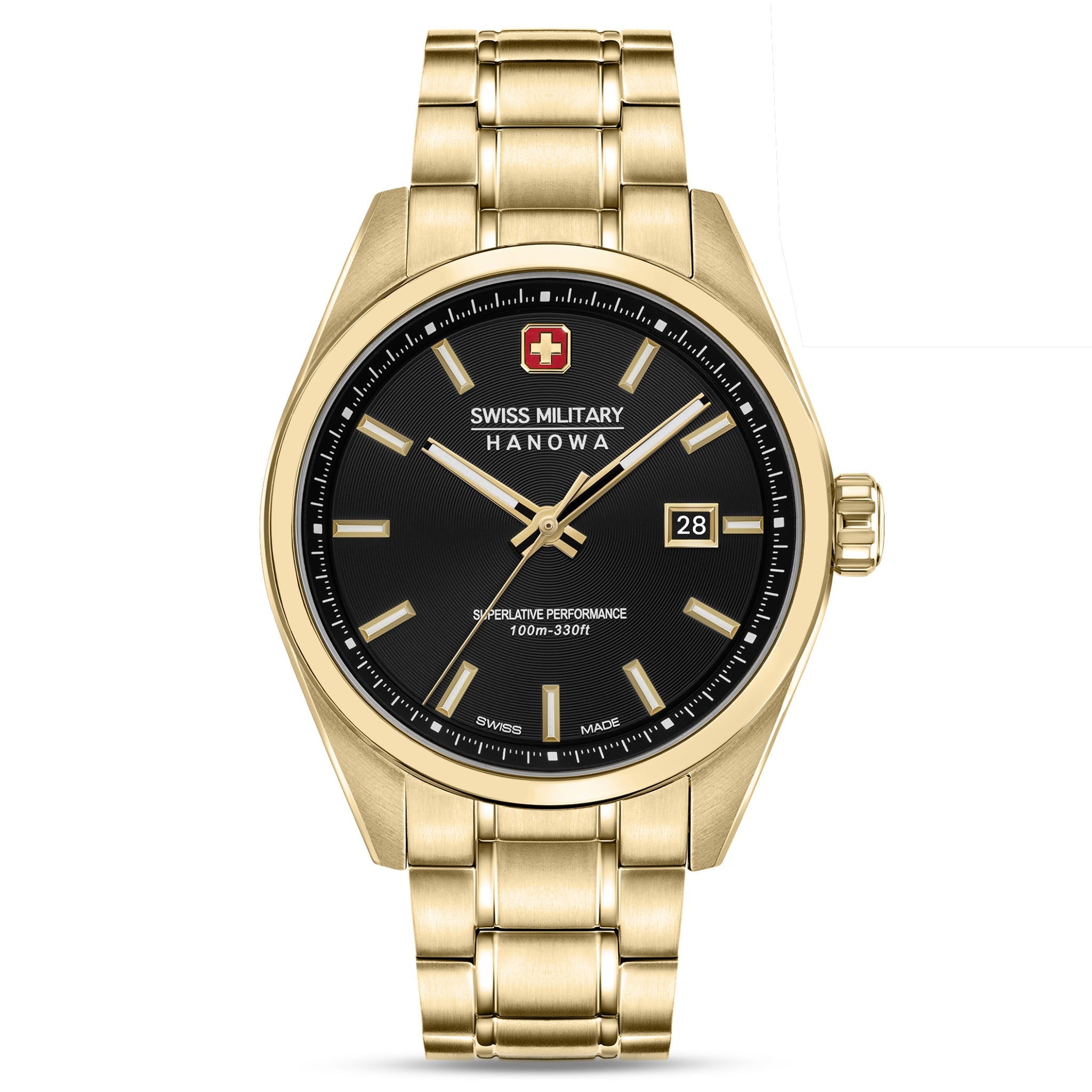 Swiss Military Hanowa Gold Steel Black Dial Stainless Steel Men's Watch - SMWGH0004110