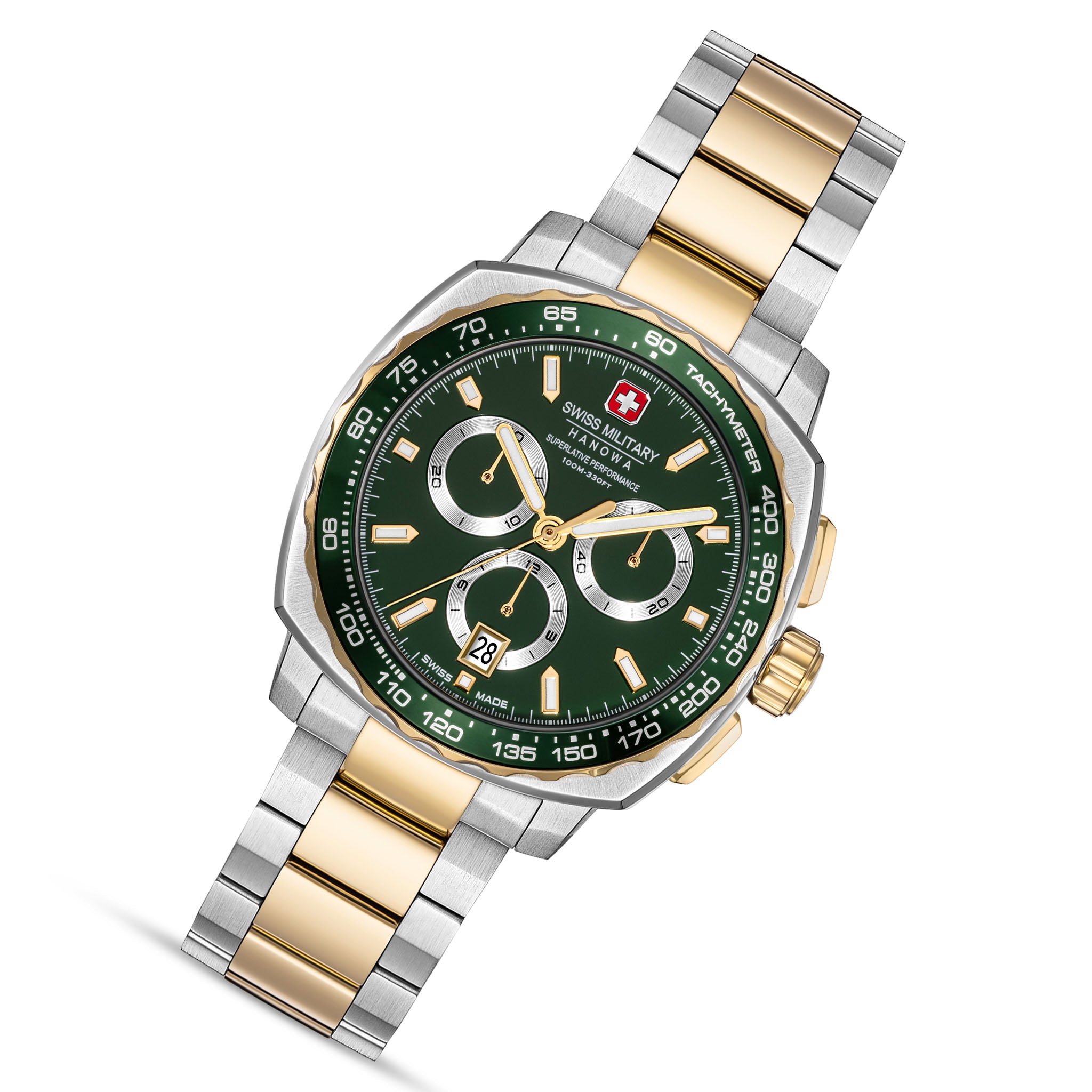 Swiss Military Hanowa Two-Tone Steel Green Dial Chronograph Men's Swiss Made Watch - SMWGI0006804
