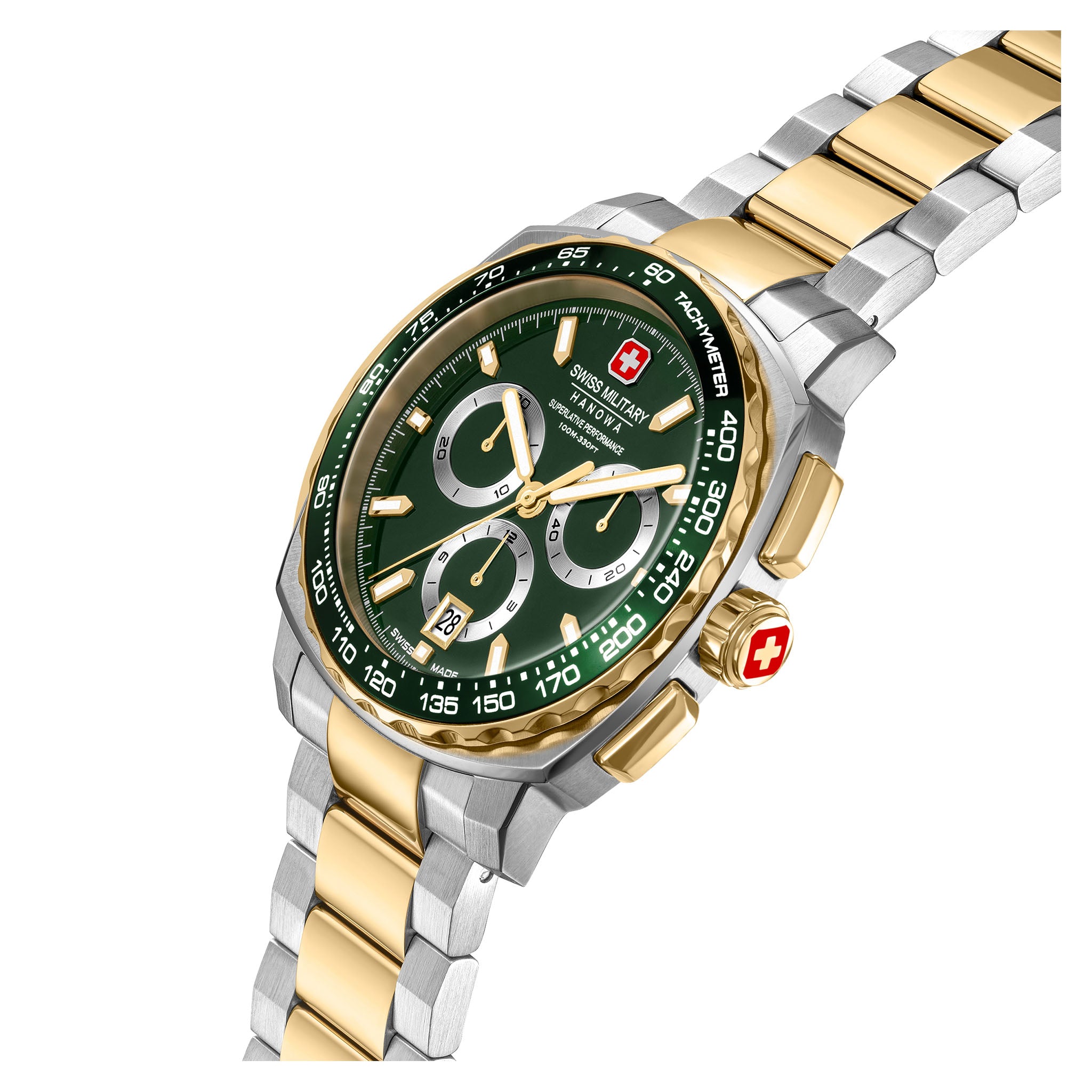 Swiss Military Hanowa Two-Tone Steel Green Dial Chronograph Men's Swiss Made Watch - SMWGI0006804