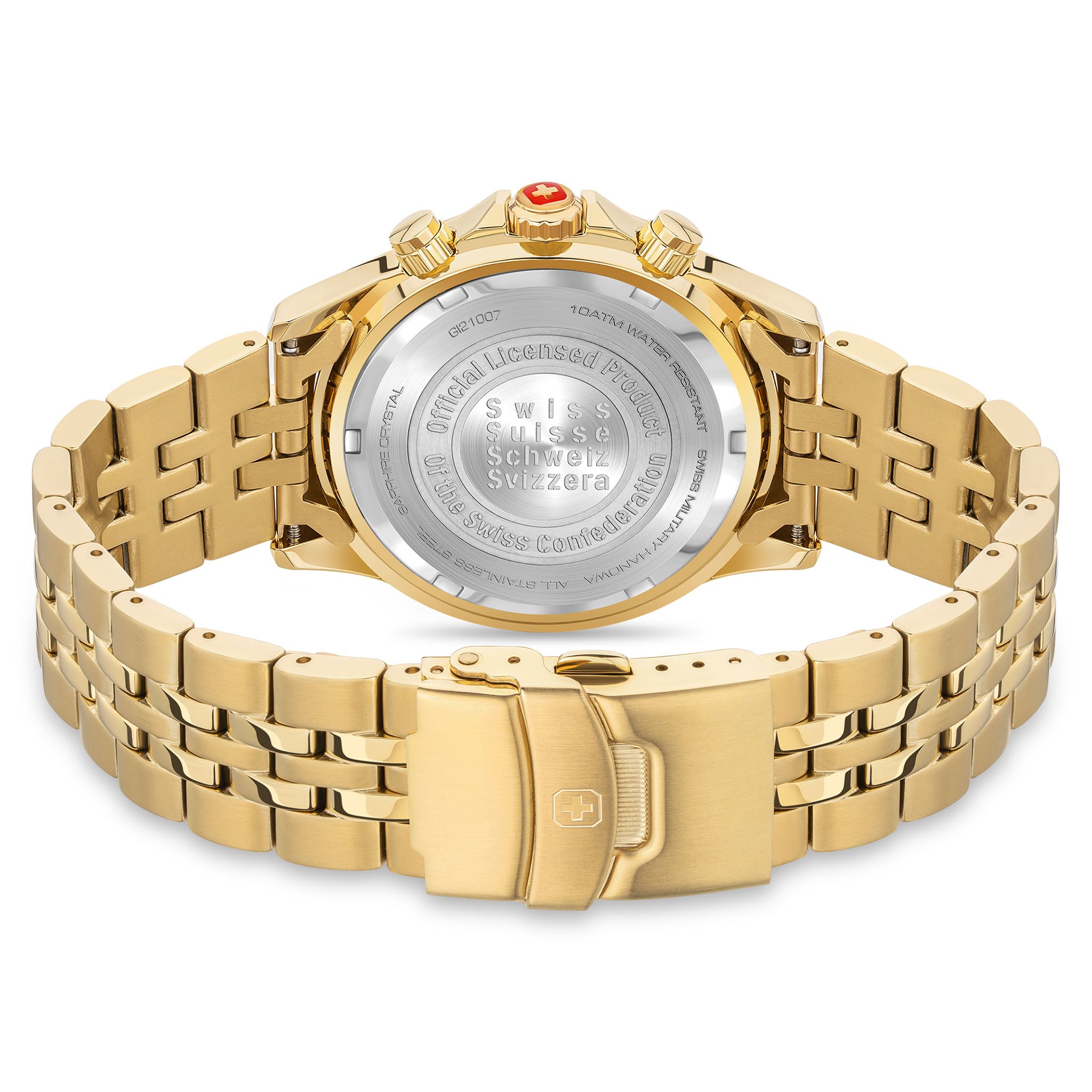Swiss Military Hanowa Gold Steel Black Dial Chronograph Men's Swiss Made Watch - SMWGI2100710