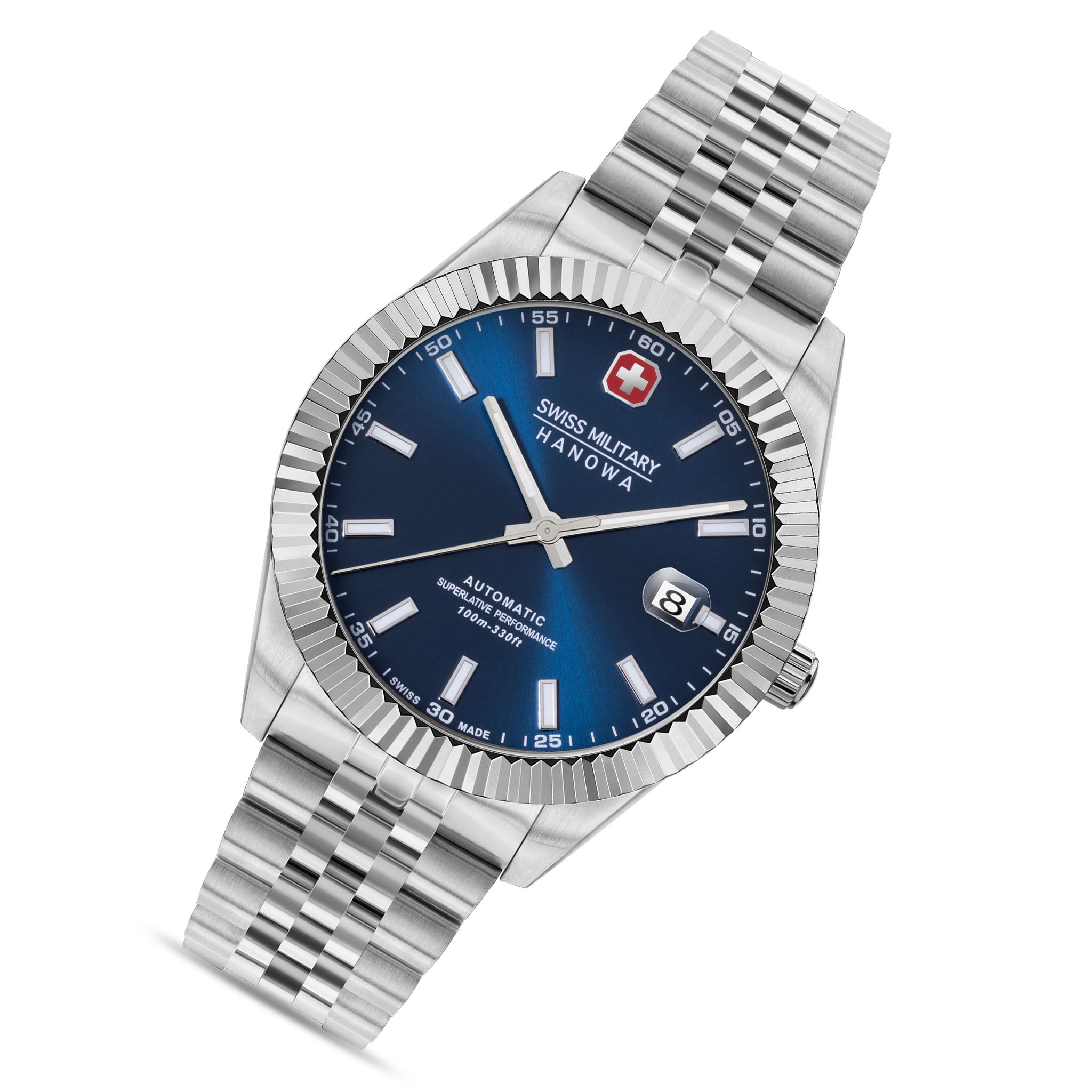 Swiss Military Hanowa Stainless Steel Blue Dial Men's Automatic Swiss Made Watch - SMWGL0002102