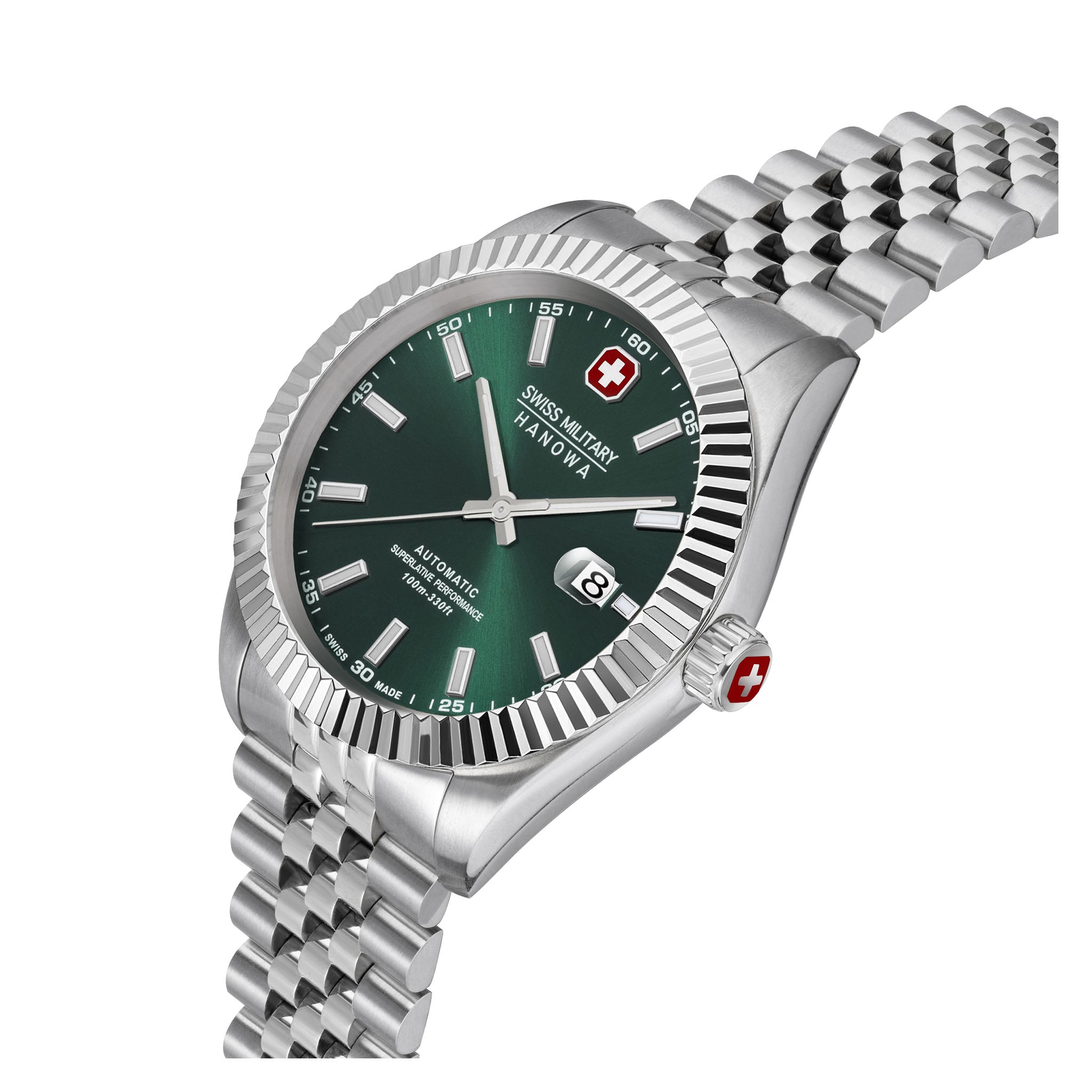 Swiss Military Hanowa Stainless Steel Olive Dial Men's Automatic Swiss Made Watch - SMWGL0002103