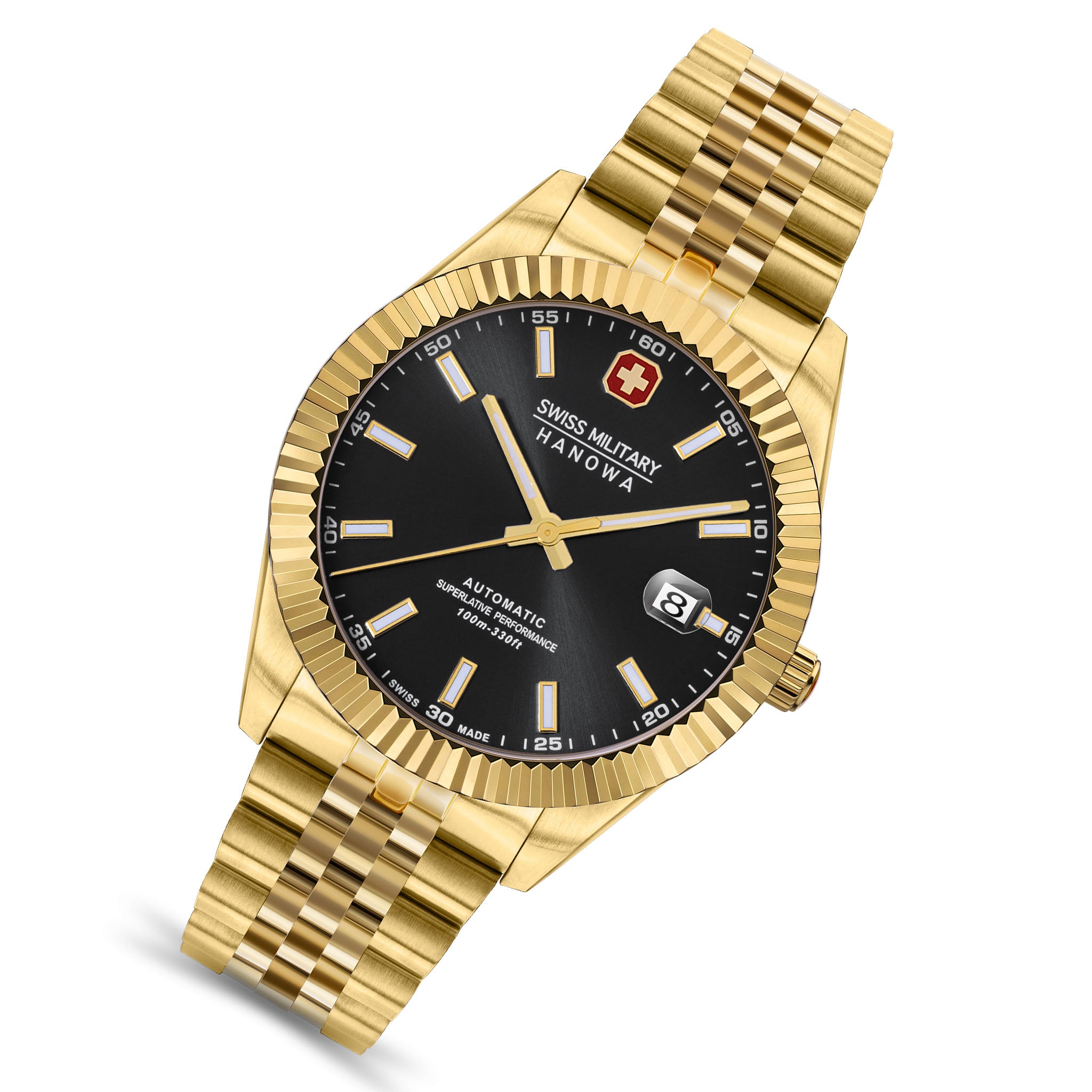 Swiss Military Hanowa Gold Steel Black Dial Men's Automatic Swiss Made Watch - SMWGL0002110