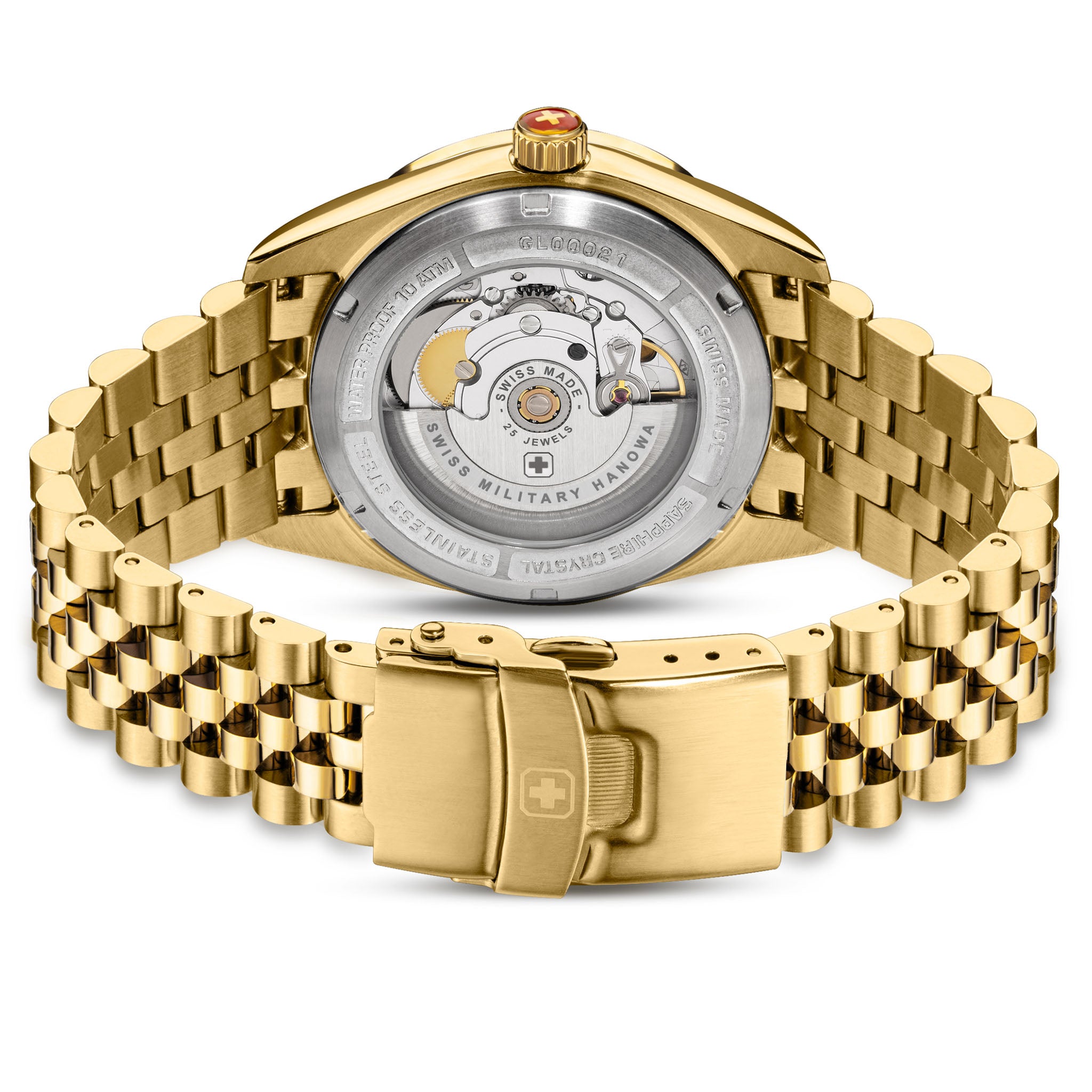 Swiss Military Hanowa Gold Steel Black Dial Men's Automatic Swiss Made Watch - SMWGL0002110