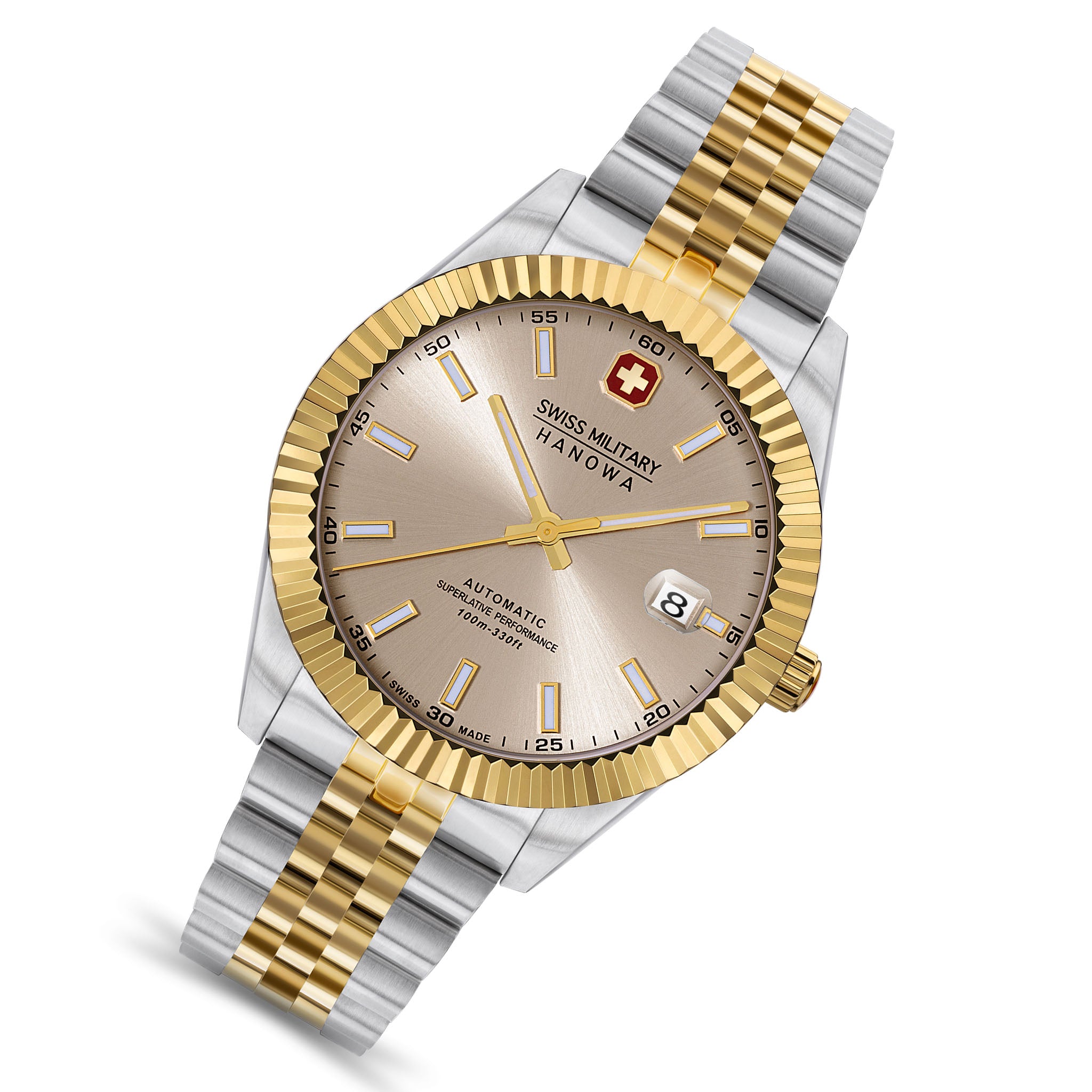 Swiss Military Hanowa Two-Tone Steel Warm Grey Dial Men's Automatic Swiss Made Watch - SMWGL0002160