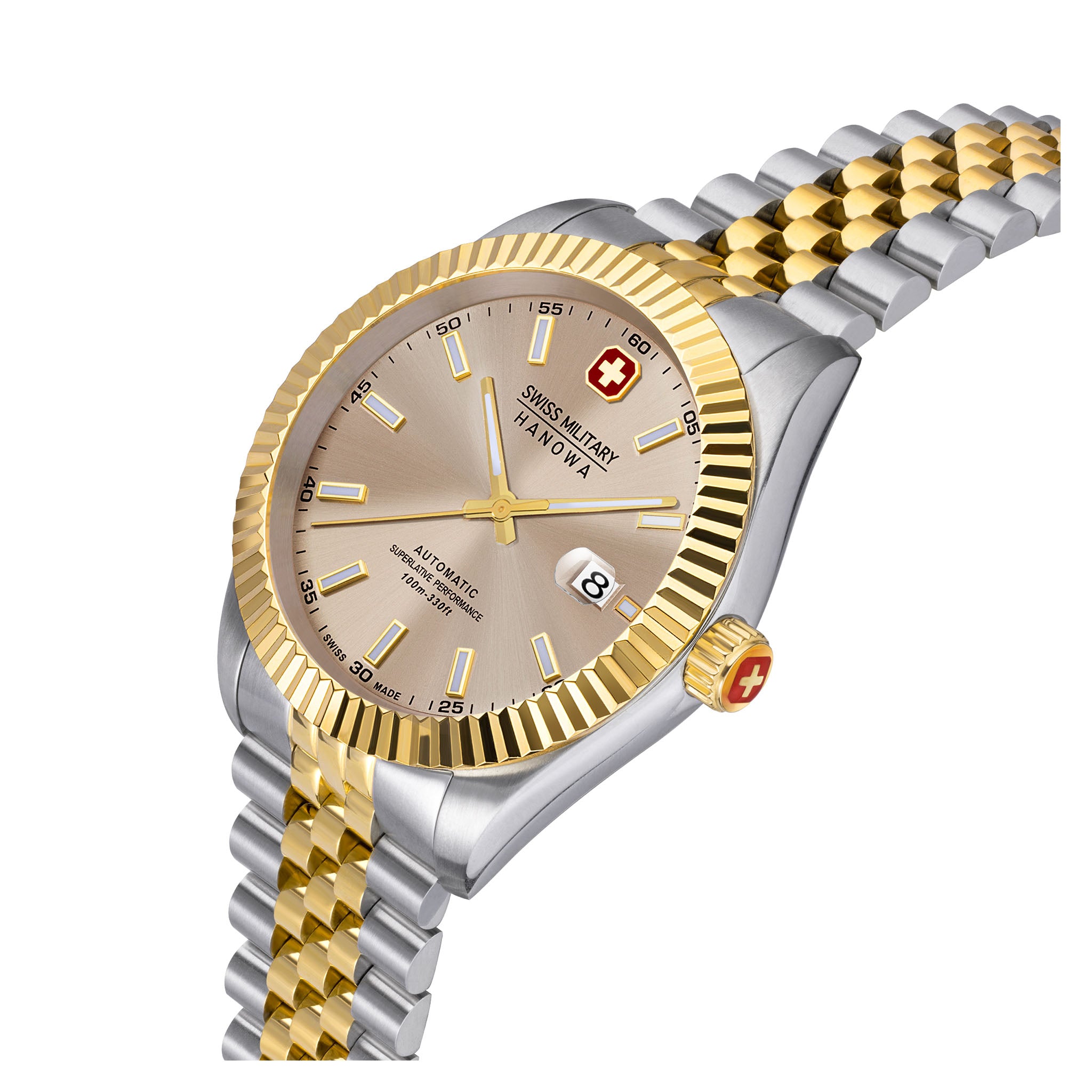 Swiss Military Hanowa Two-Tone Steel Warm Grey Dial Men's Automatic Swiss Made Watch - SMWGL0002160