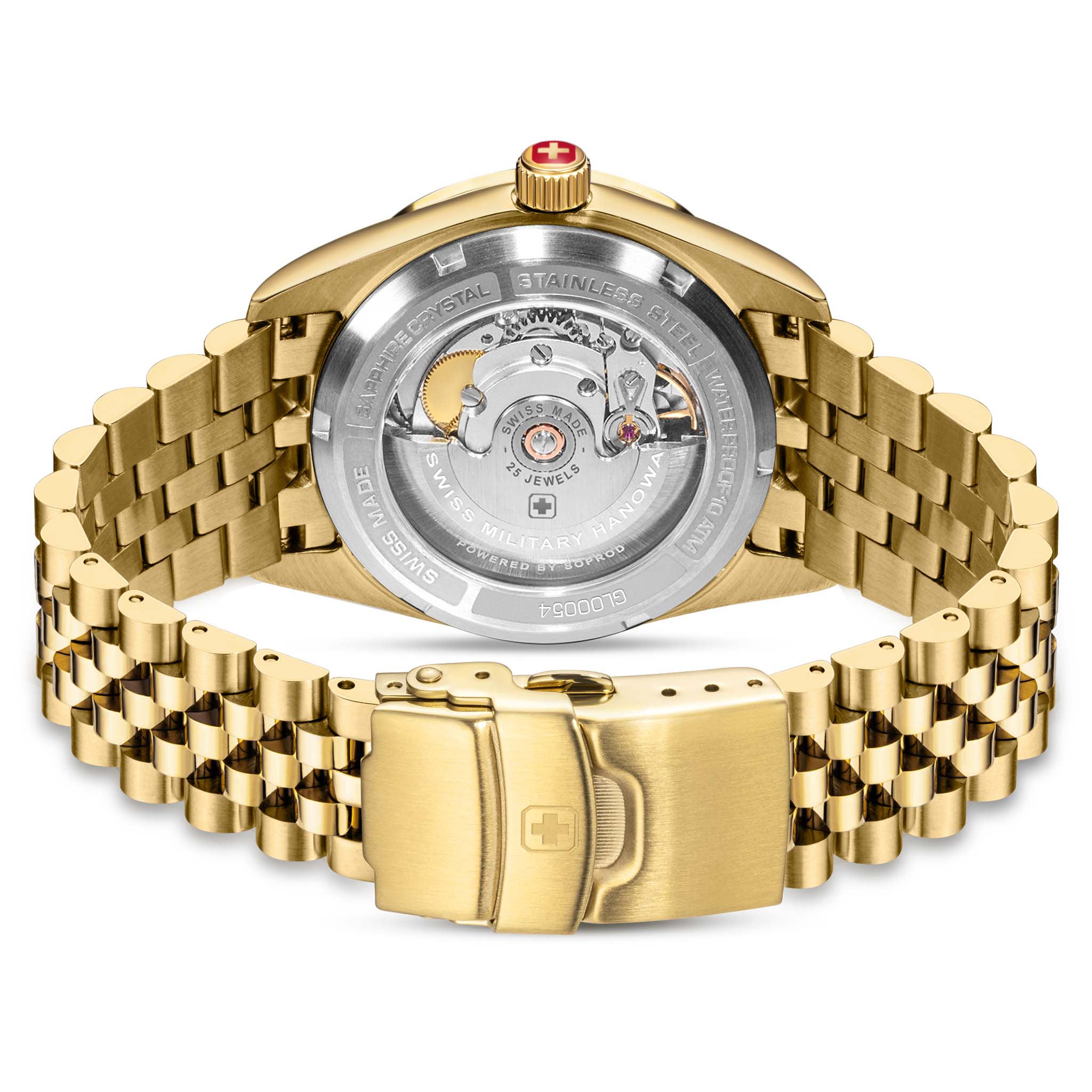 Swiss Military Hanowa Gold Steel Green Dial Men's Automatic Swiss Made Watch - SMWGL0005412