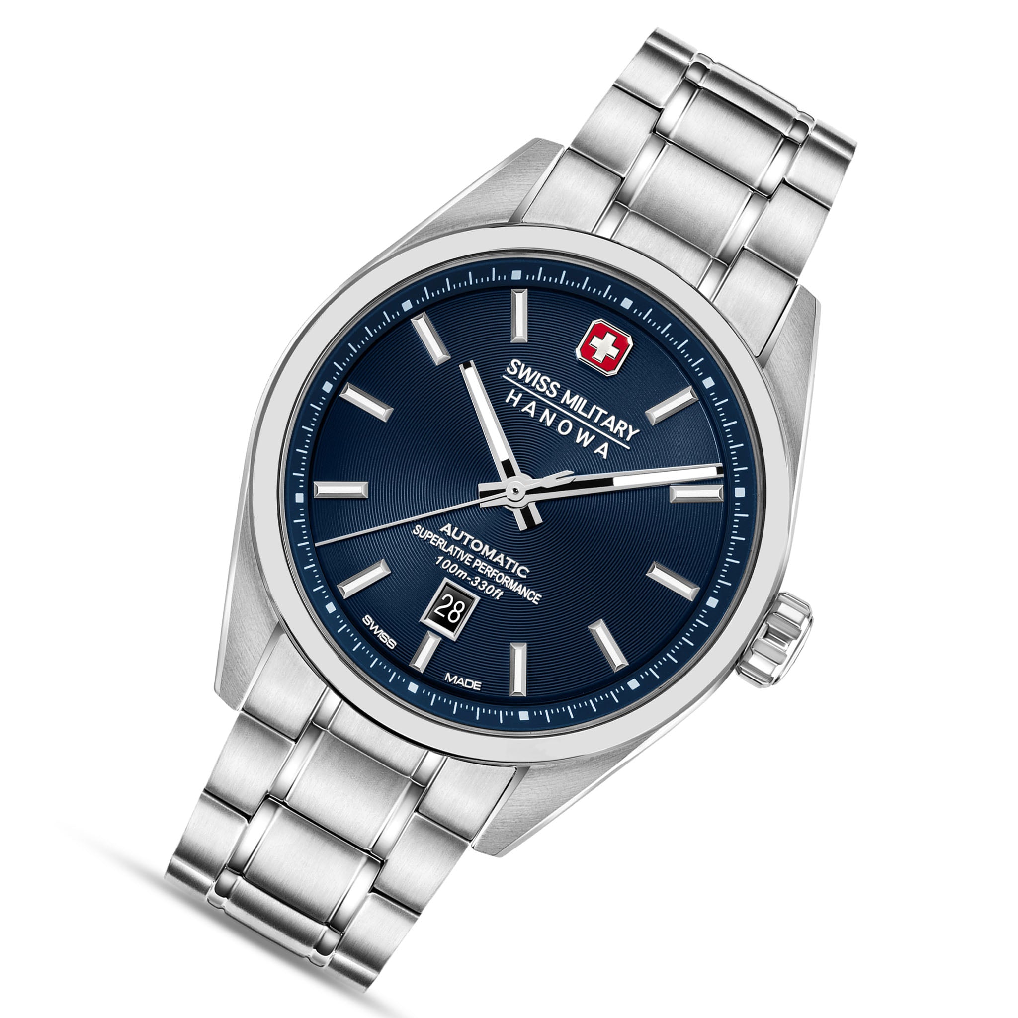 Swiss Military Hanowa Stainless Steel Blue Dial Men's Automatic Swiss Made Watch - SMWGL0006202