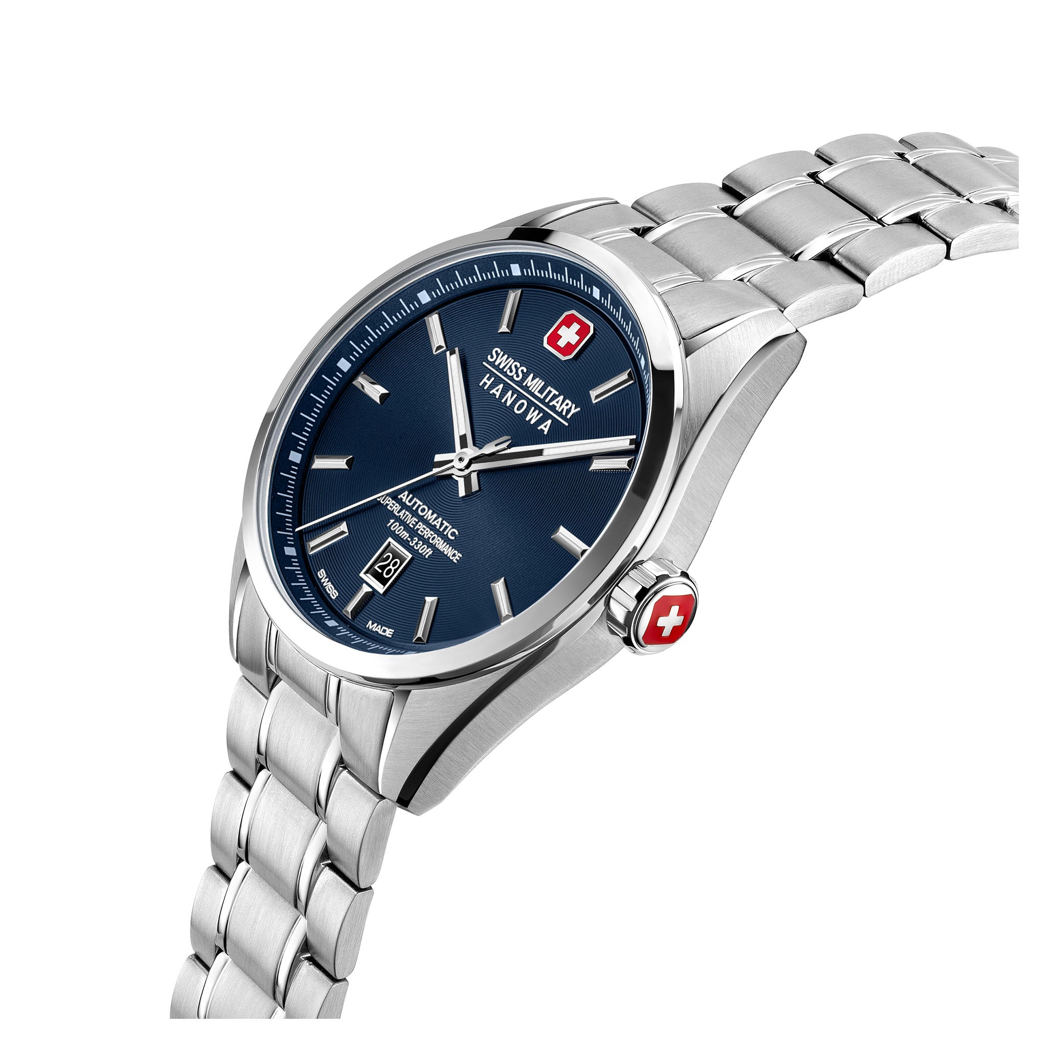 Swiss Military Hanowa Stainless Steel Blue Dial Men's Automatic Swiss Made Watch - SMWGL0006202