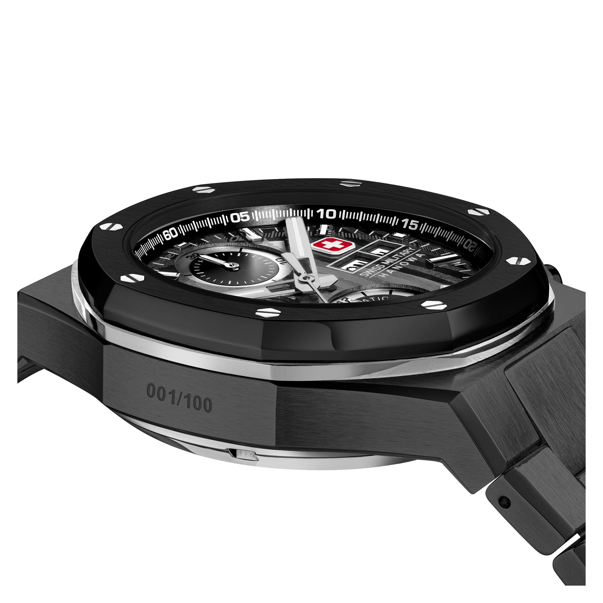Swiss Military Hanowa Black Steel Chronograph Men's Automatic Swiss Made Watch - SMWGL0007030